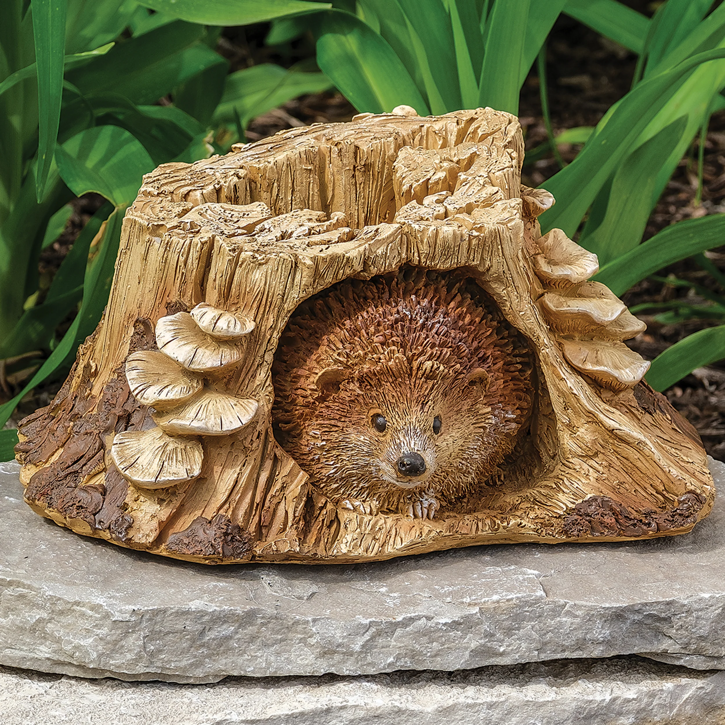 Hedgehog in Tree Stump Garden Statue – Timber Tails Collection
