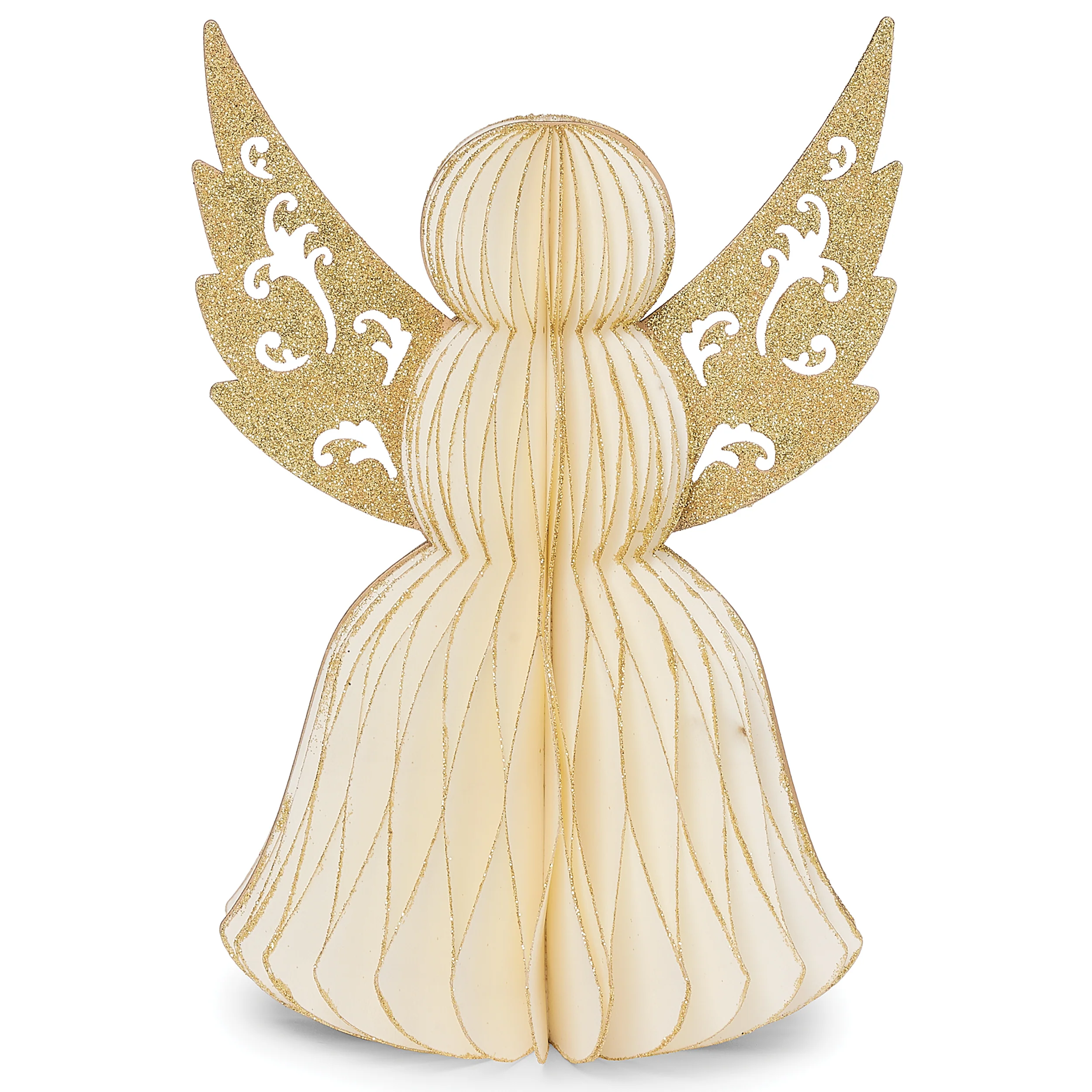 Honeycomb Angel with Gold Glitter Wings