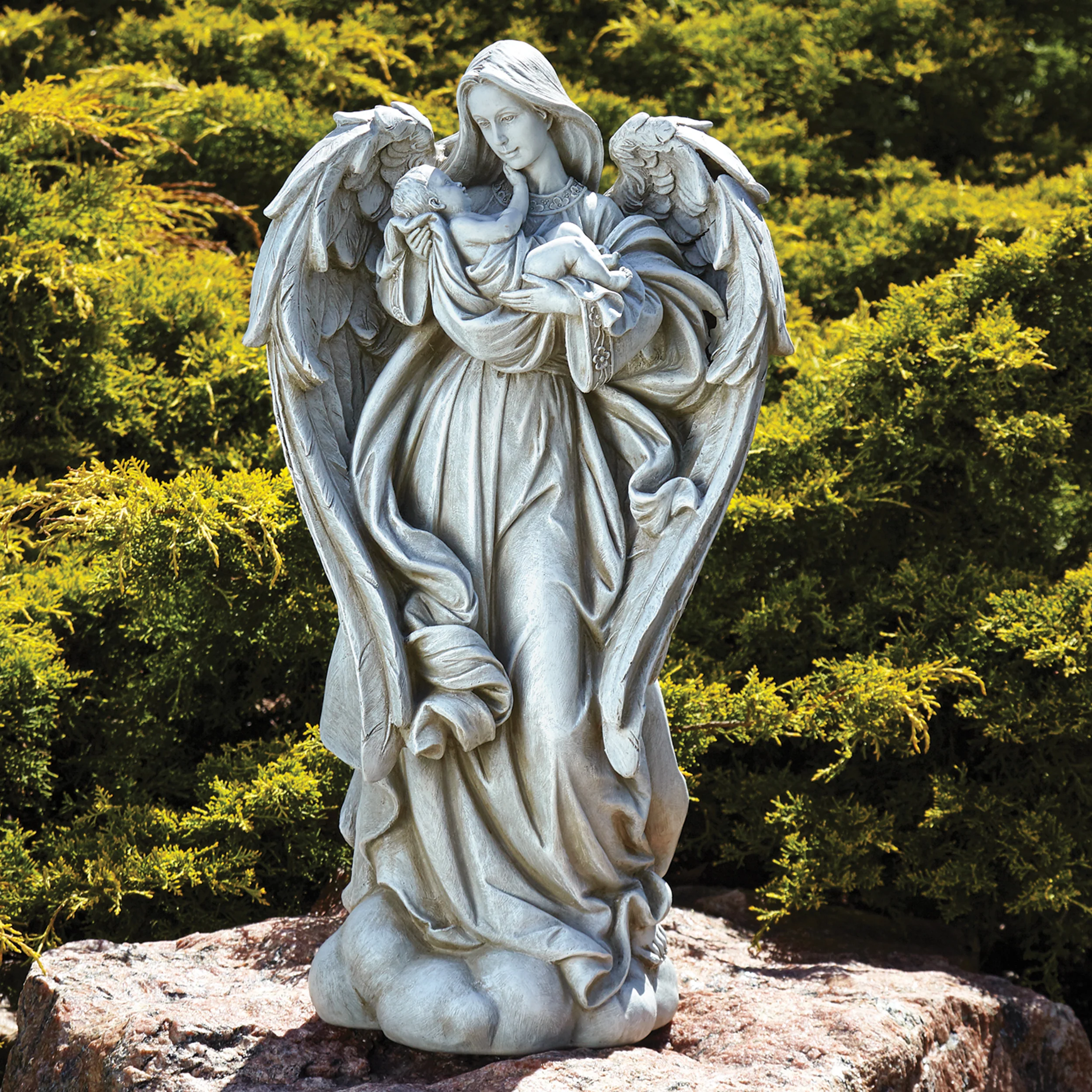 Joseph's Studio Angel Cradling Baby Garden Statue