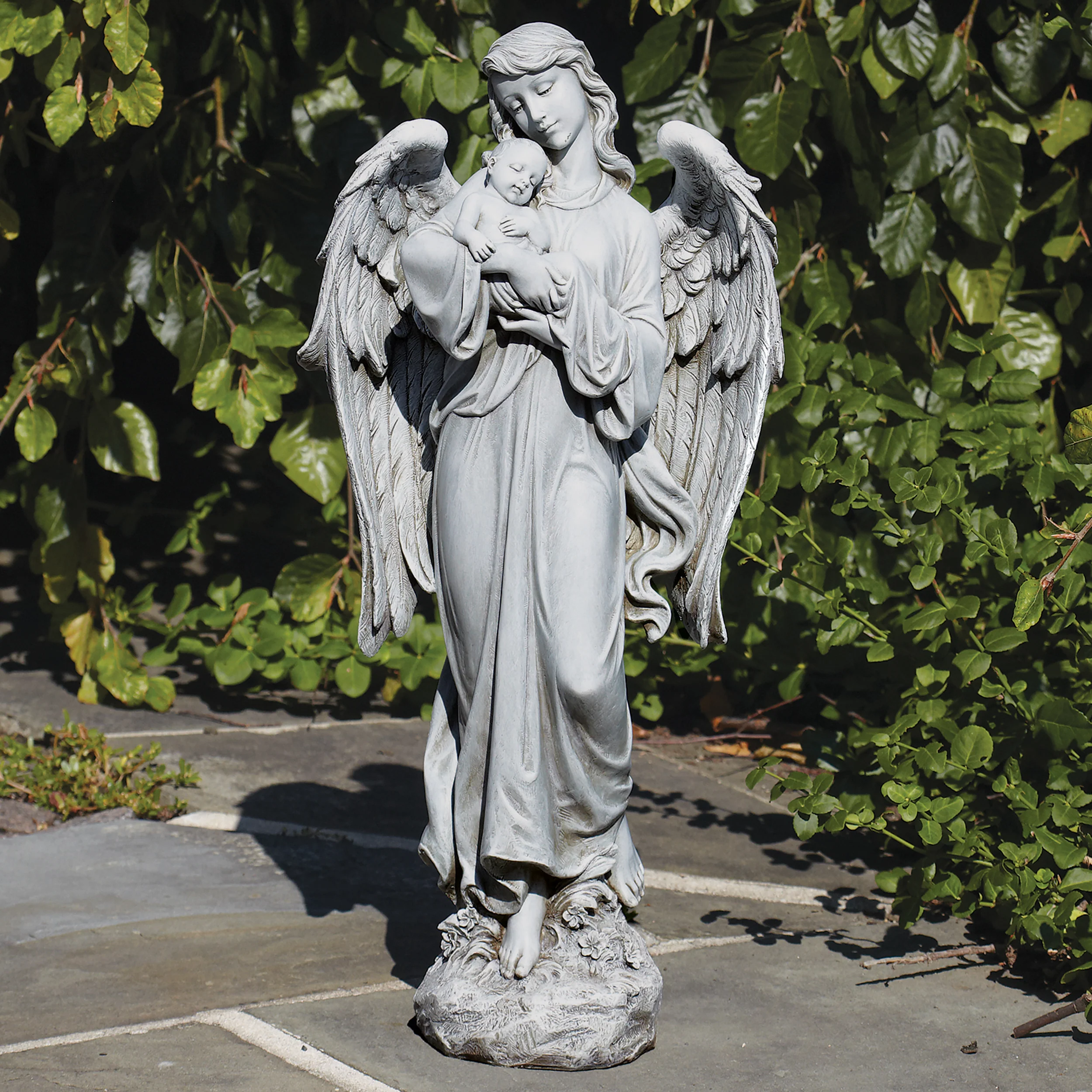 Joseph's Studio Angel Holding Baby Garden Statue