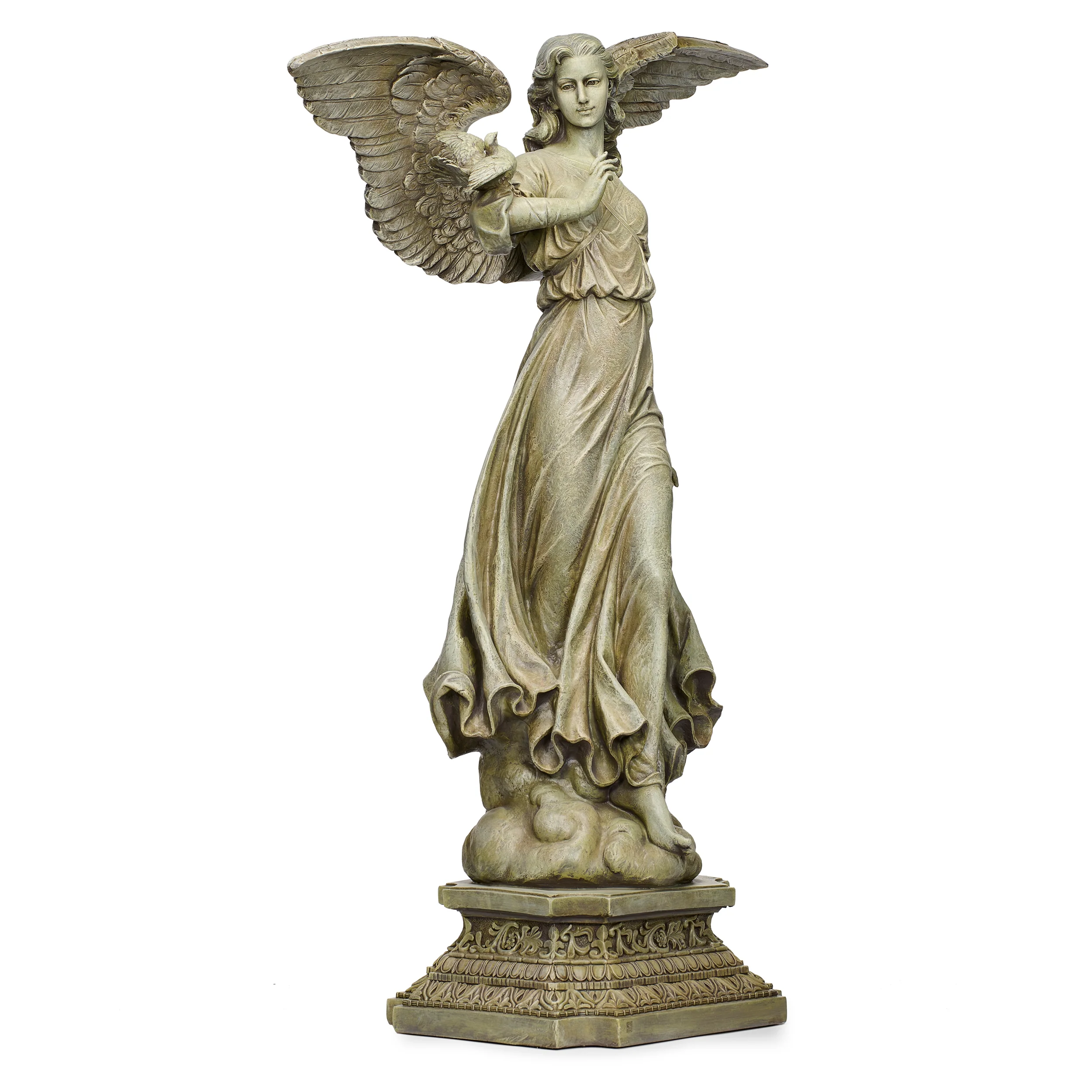 Joseph's Studio Angel on Pedestal Garden Statue - Image 3