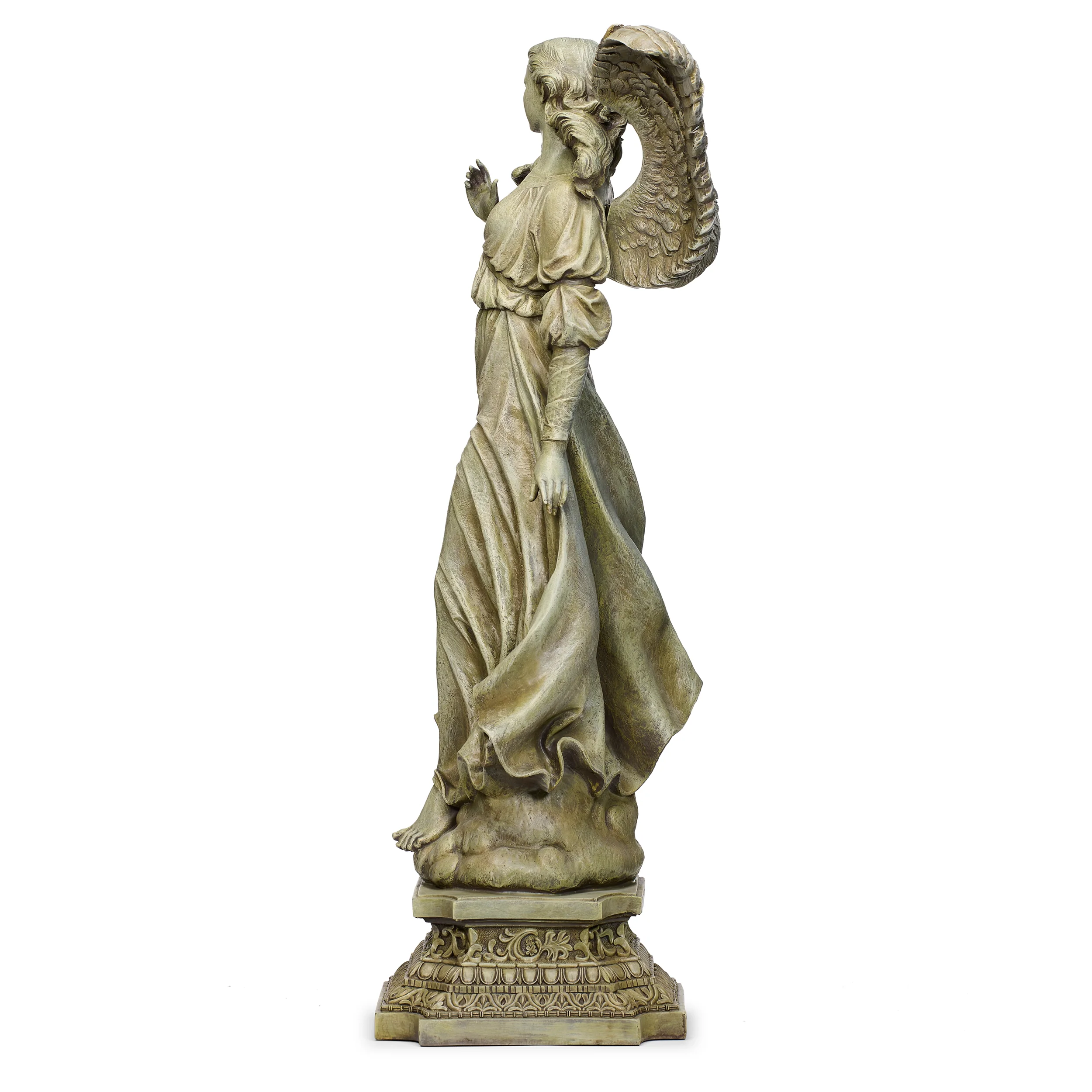 Joseph's Studio Angel on Pedestal Garden Statue - Image 4