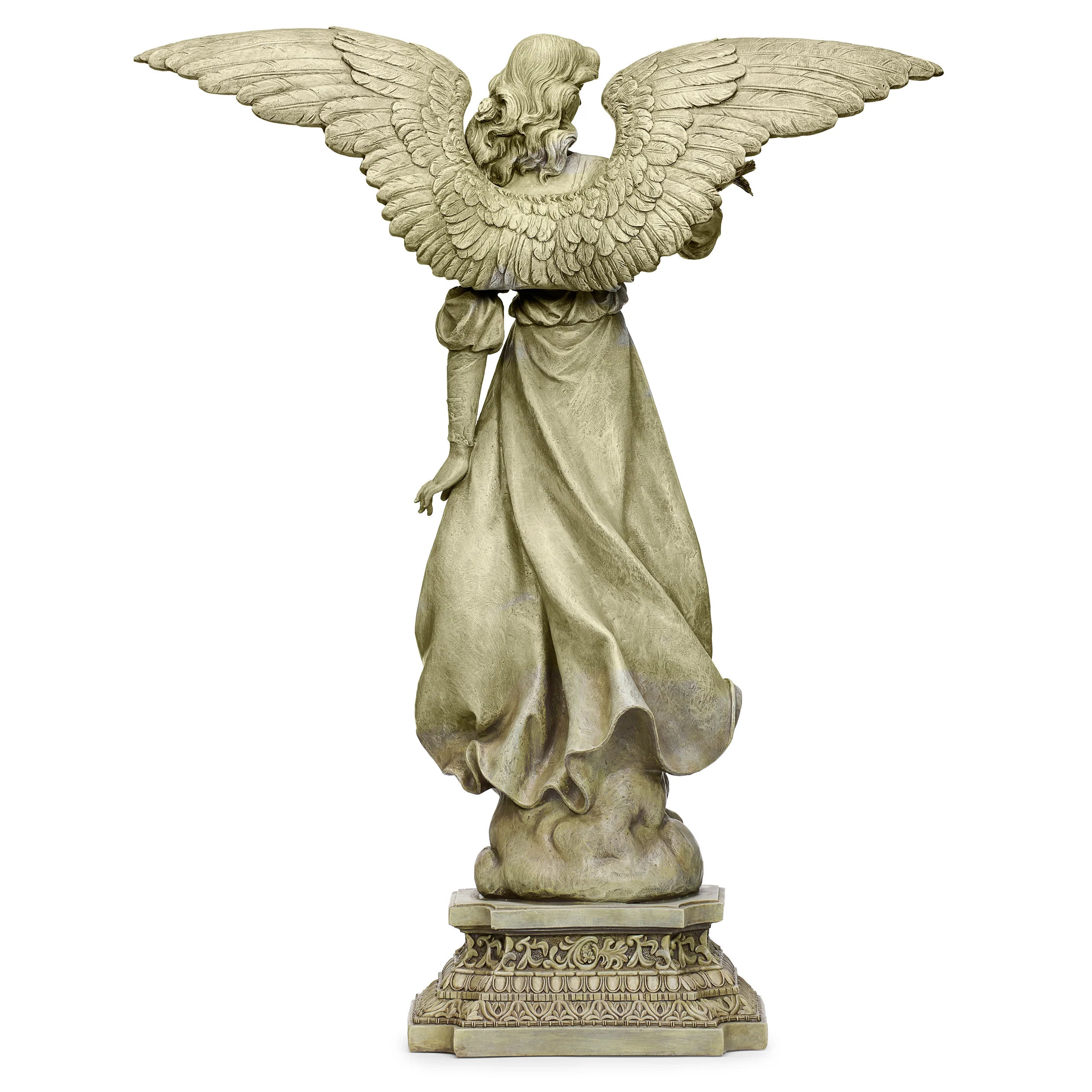 Joseph's Studio Angel on Pedestal Garden Statue - Image 5