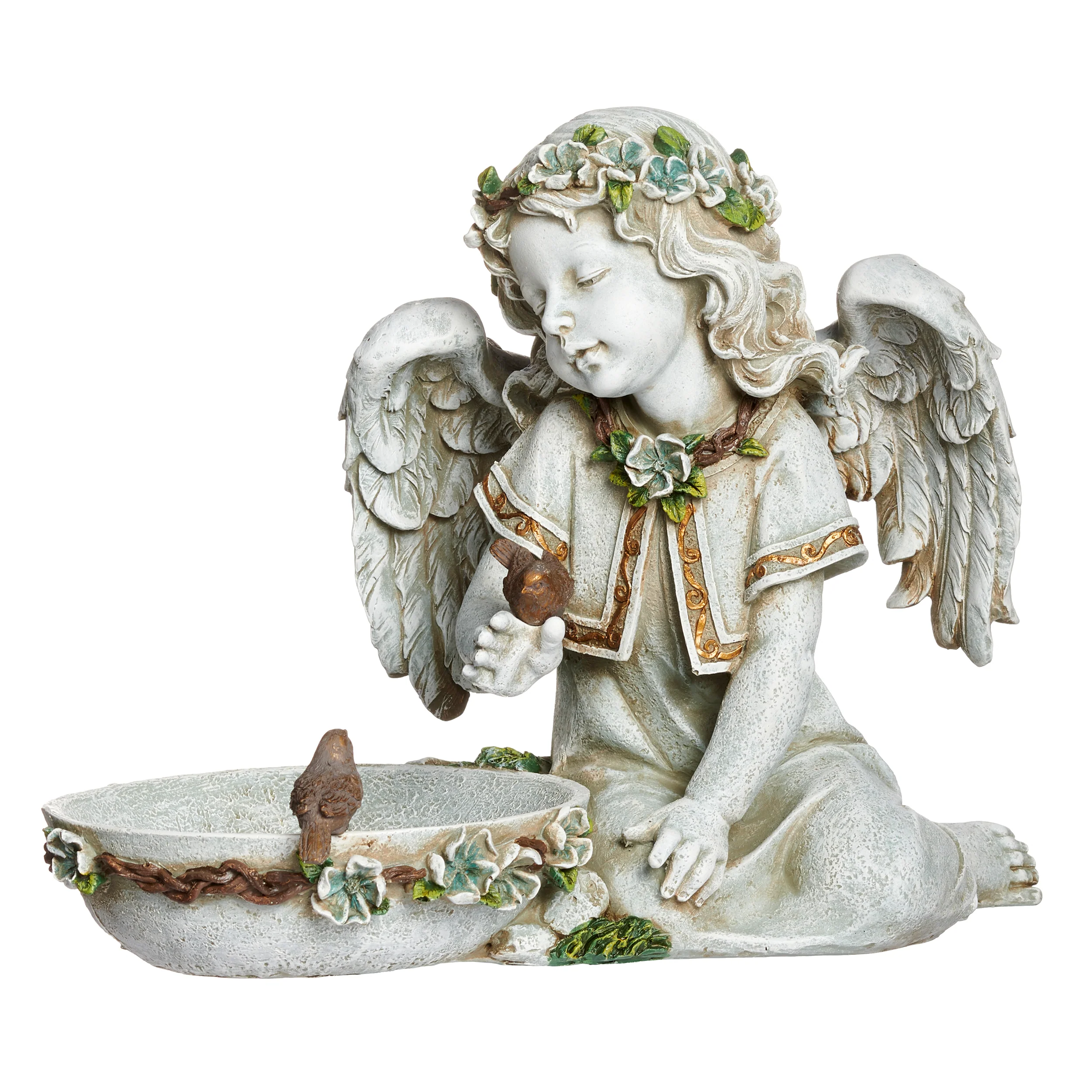Joseph's Studio Solar Angel Bird Bath Garden Statue - Image 5