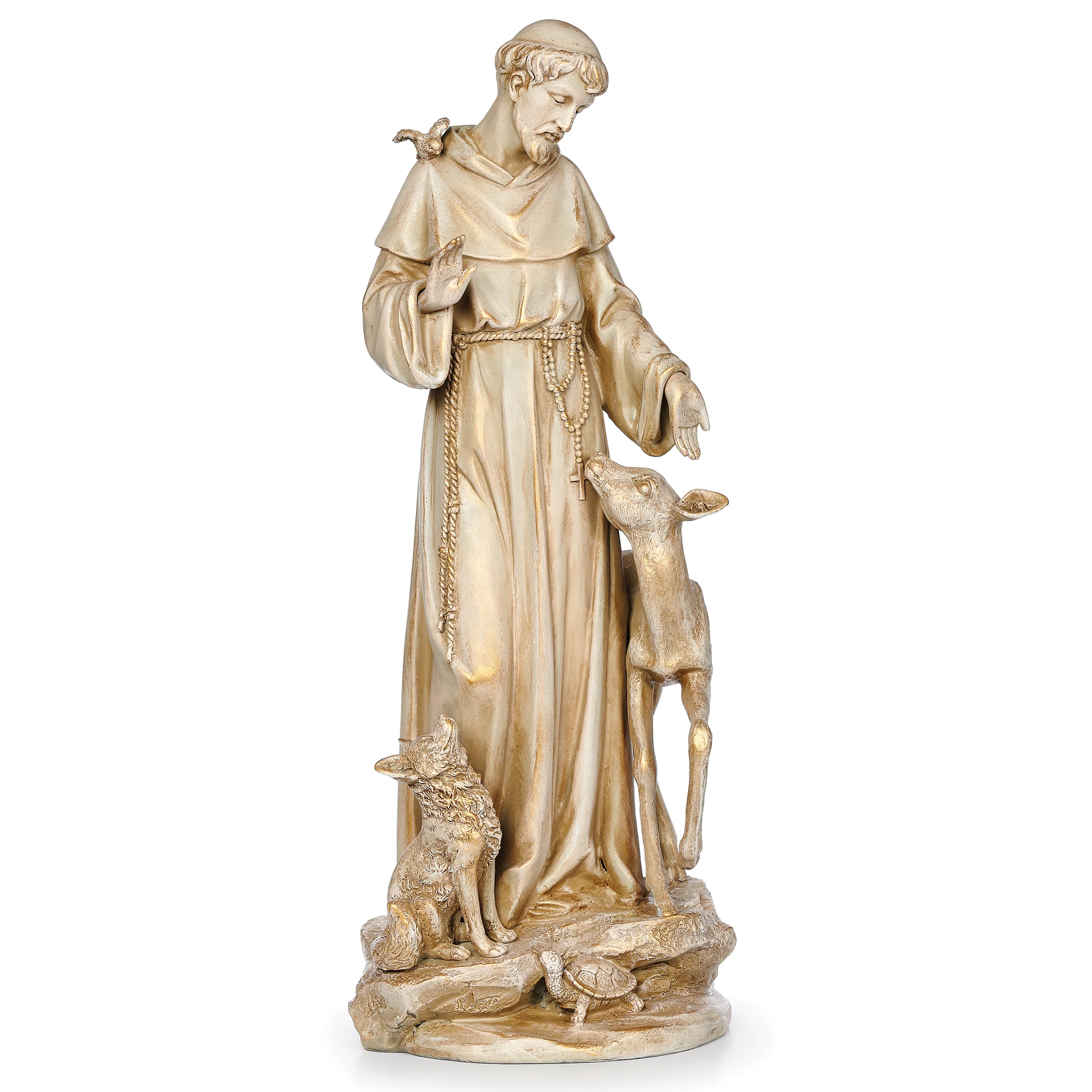 Joseph's Studio St. Francis Figure with Antique Gold Finish - Renaissance Collection