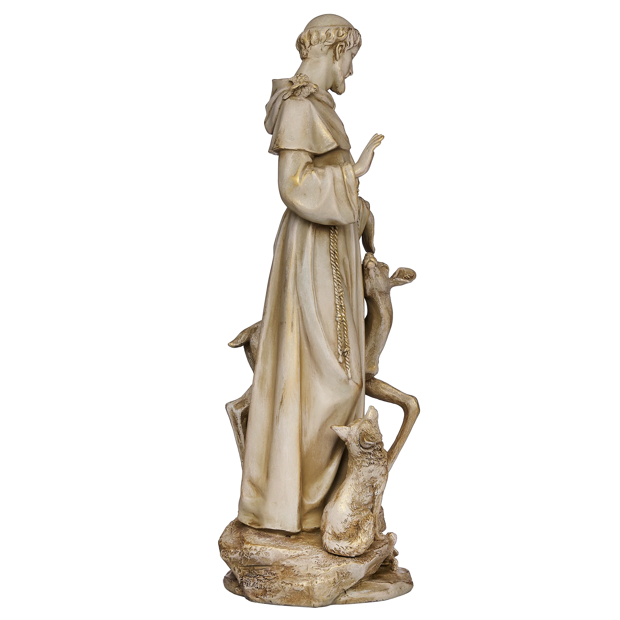 Joseph's Studio St. Francis Figure with Antique Gold Finish - Renaissance Collection - Image 2