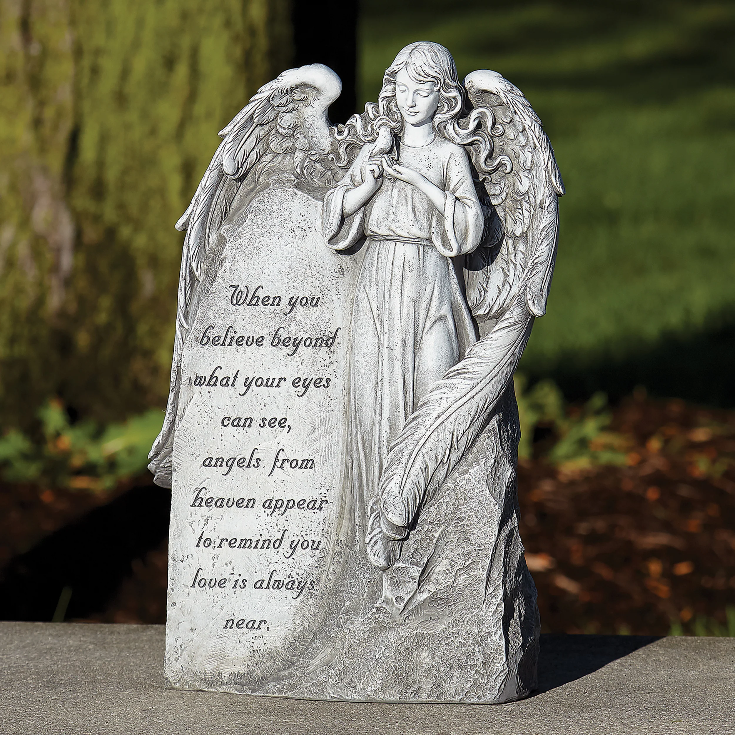 Joseph's Studio "When you believe" Angel with Bird Garden Statue