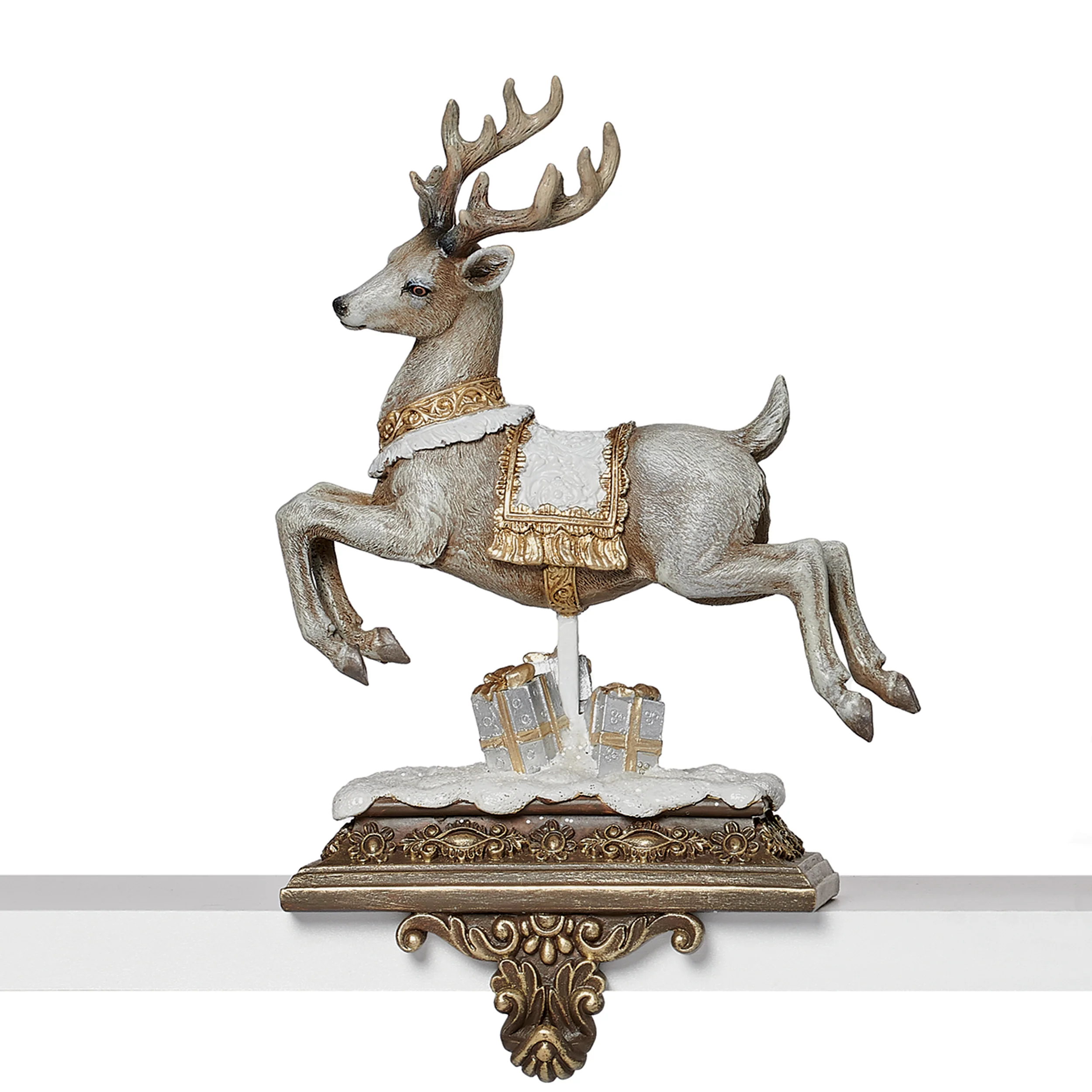 Joseph's Studio Leaping Gray Reindeer Stocking Holder