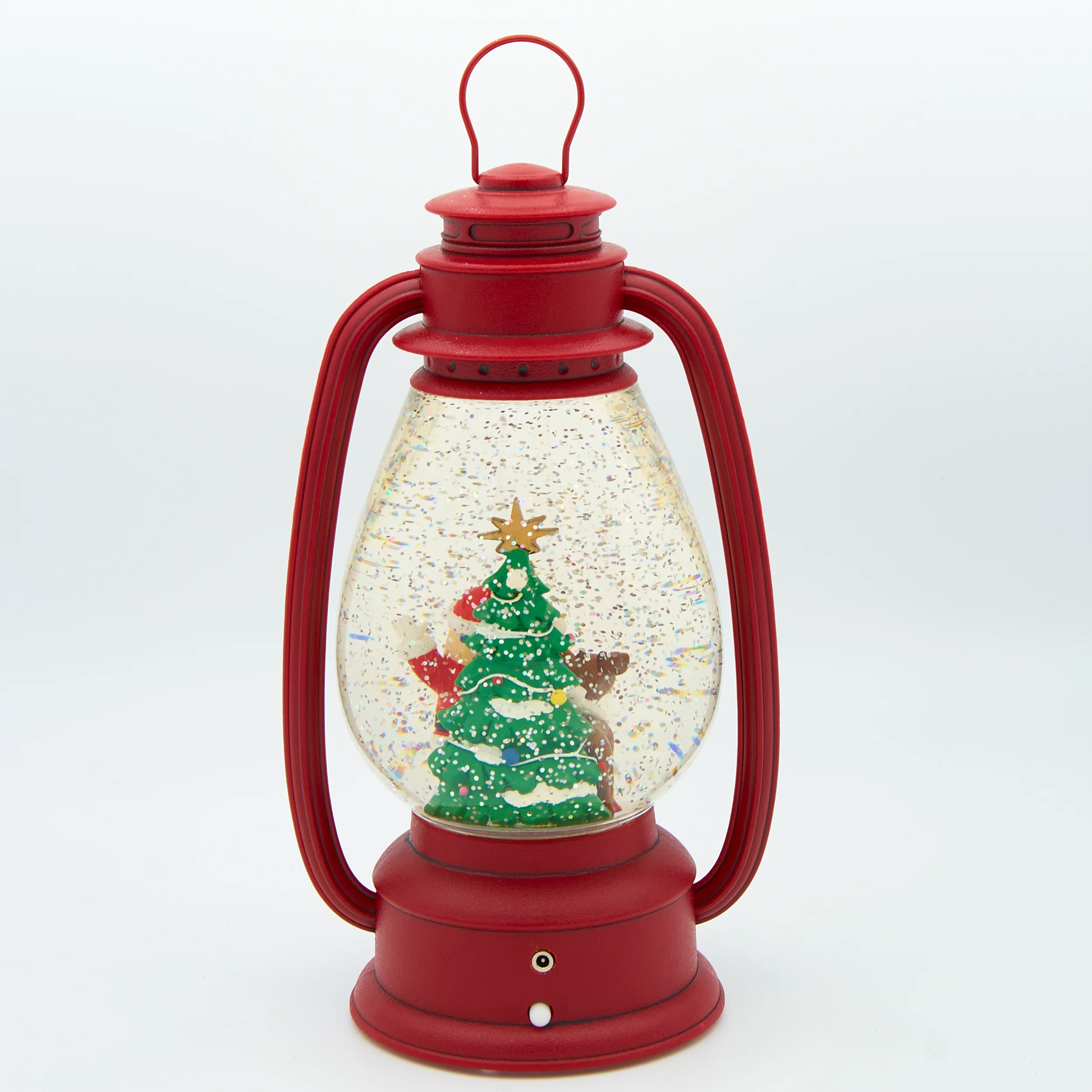 Rudolph the Red Nose Reindeer & Santa Swirl Lantern with Tree Confetti Lites - Image 3