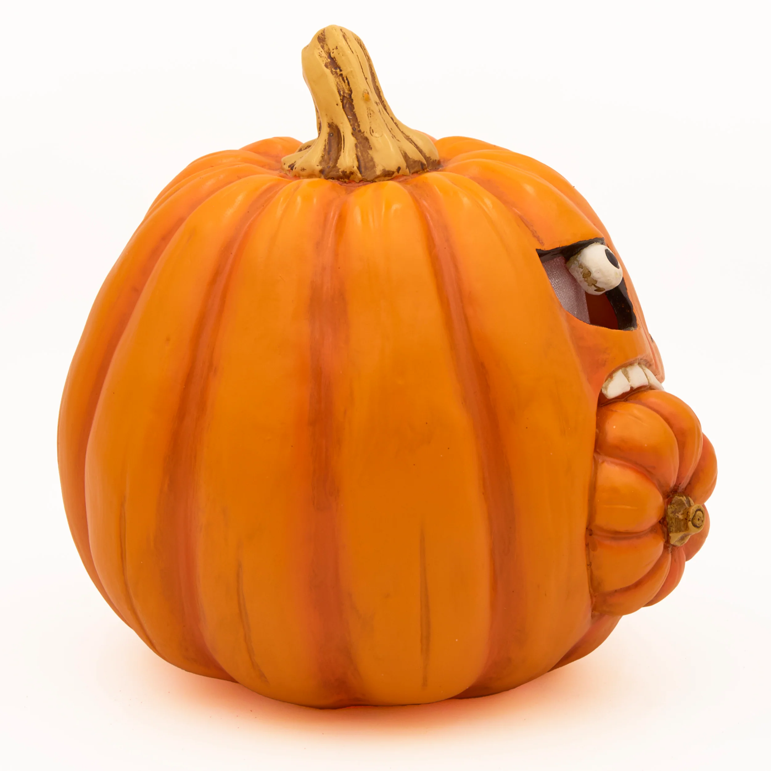 Lighted Angry Pumpkin Eating Small Pumpkin - Image 3