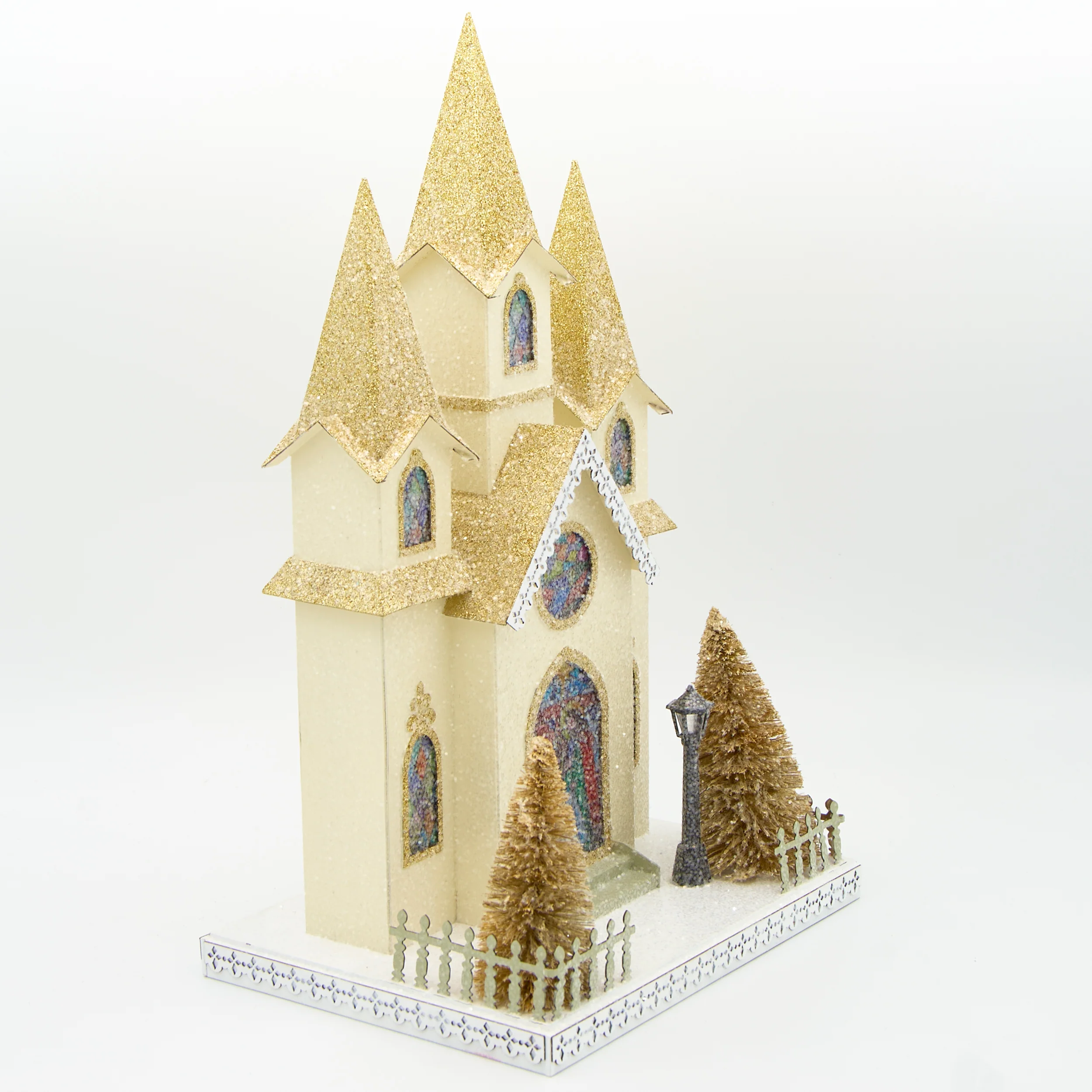 Lighted Church with Stained Glass Windows - Image 2