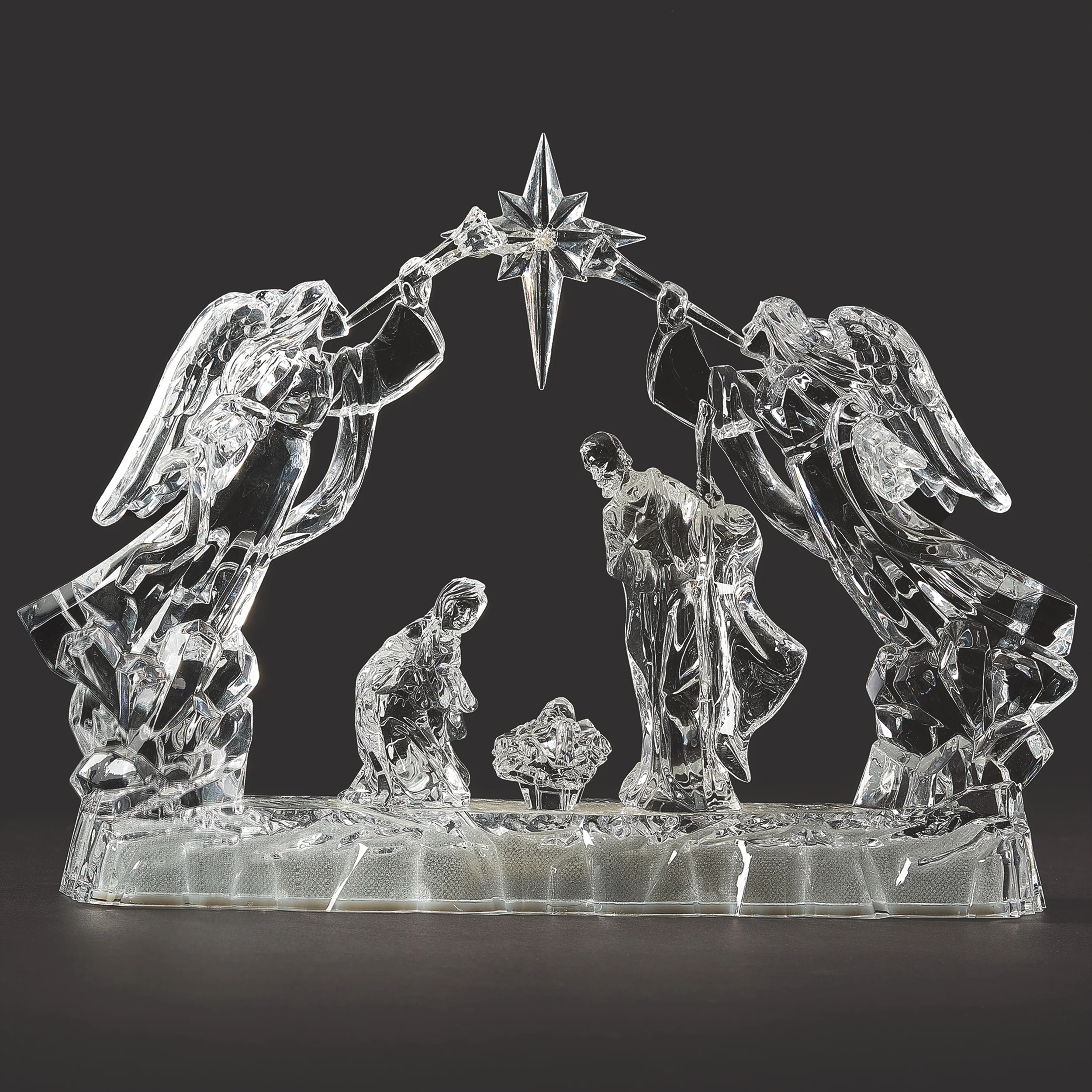 Lighted Holy Family with Angels & Star