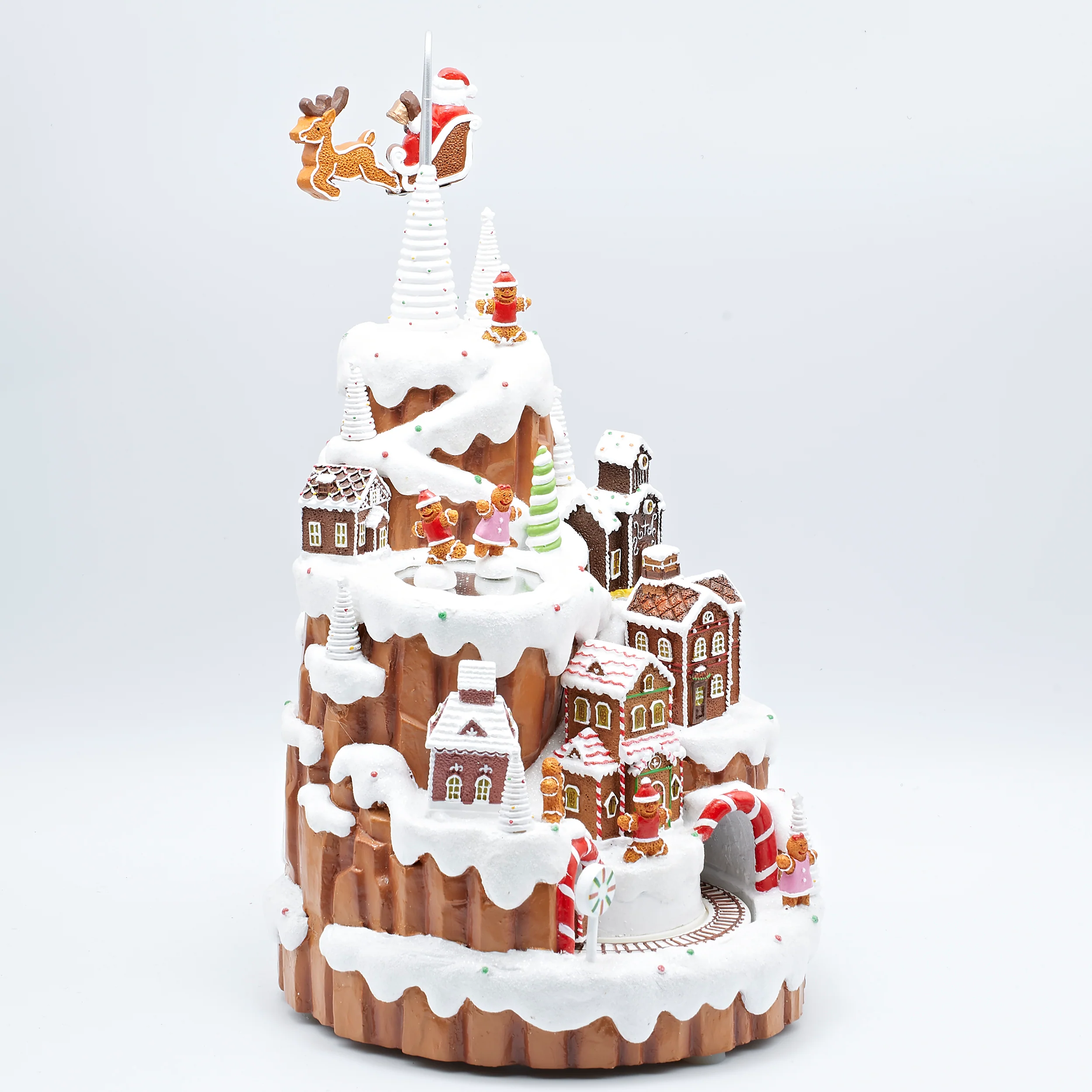 Amusements Gingerbread Mountain Lighted Musical Rotating Santa Sleigh & Train - Image 2