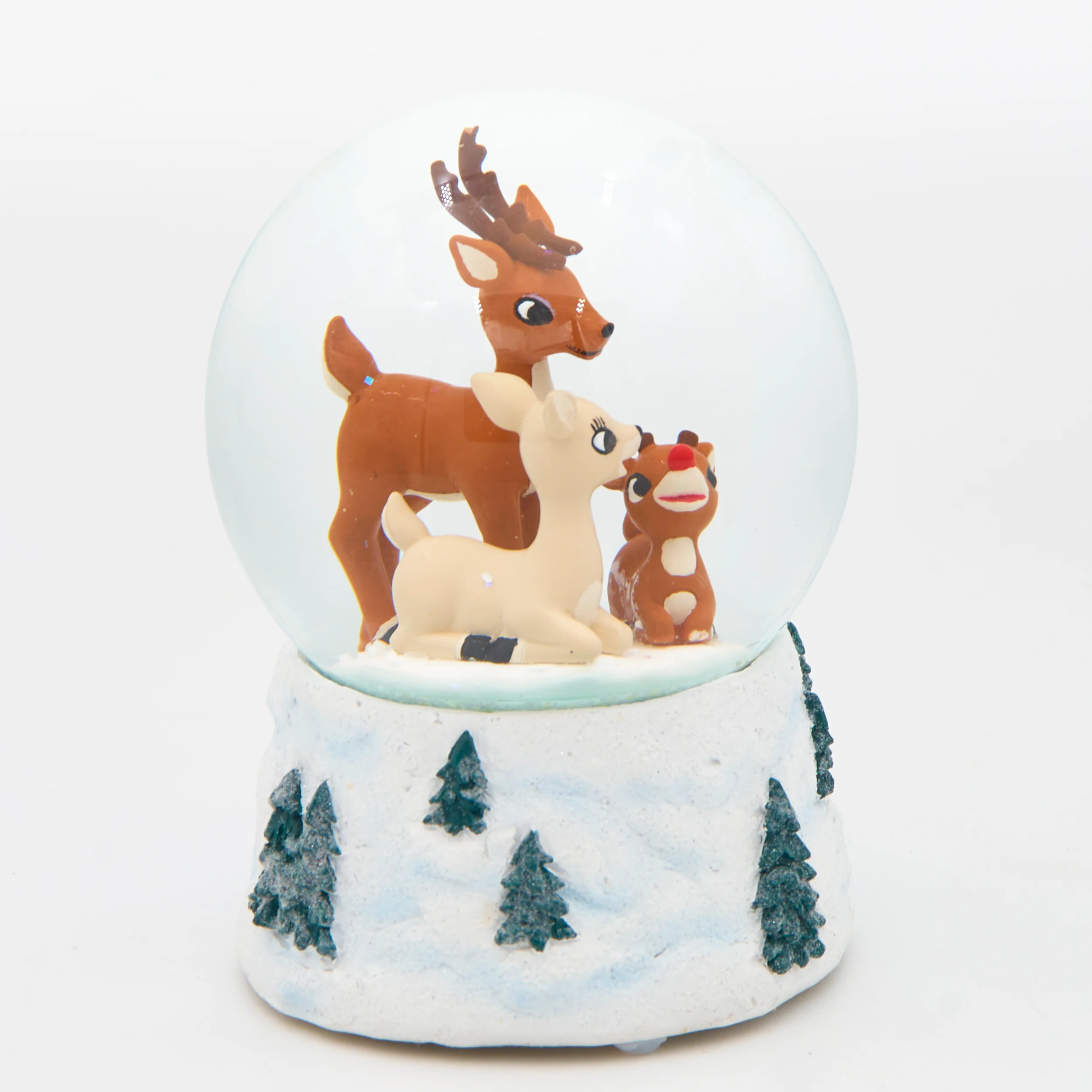 Rudolph & Family with Light-Up Nose Glitterdome - "Rudolph The Red Nose Reindeer" Tune - Image 2
