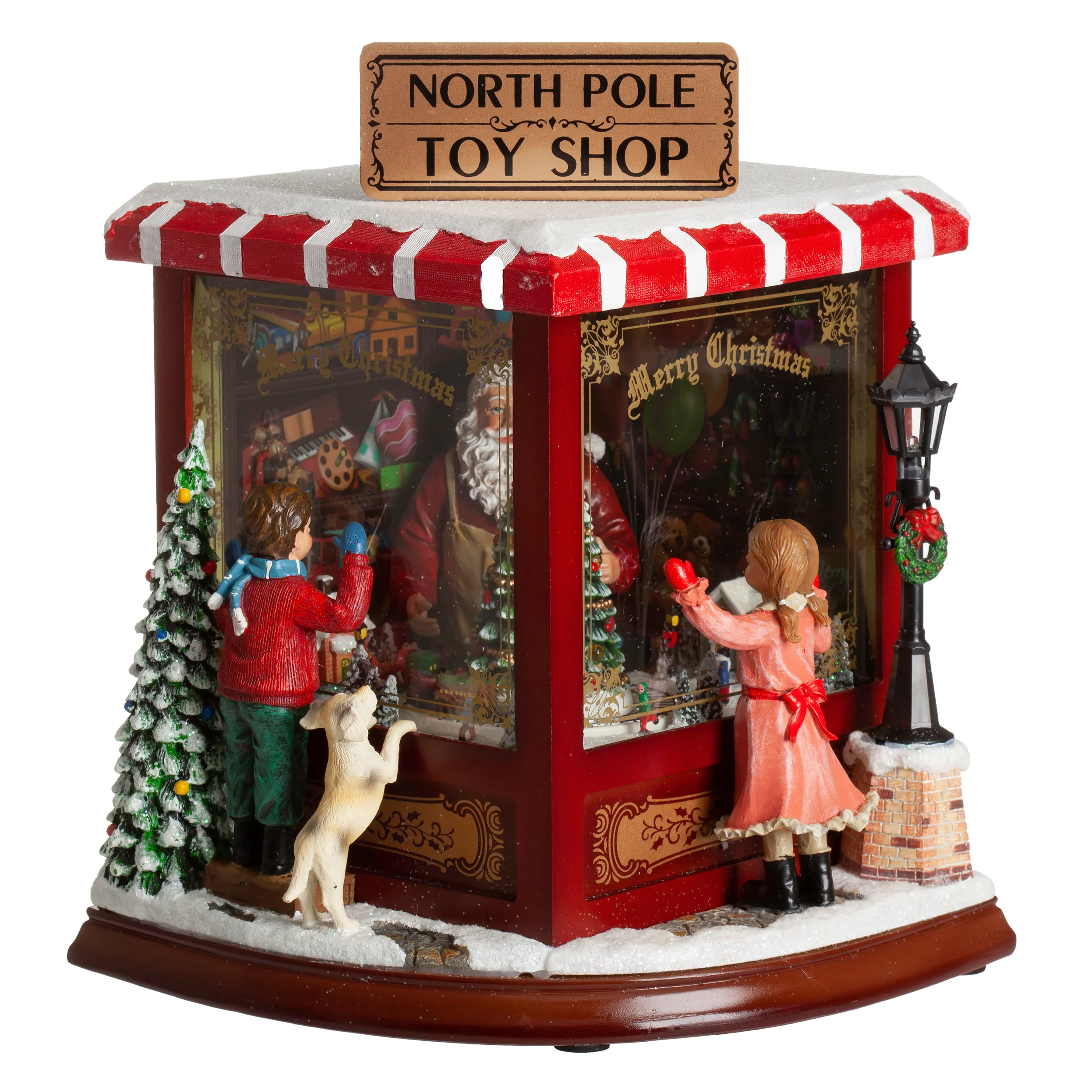 Amusements North Pole Toy Shop Lighted Musical Rotating Train Village Scene - 10" H - Image 3