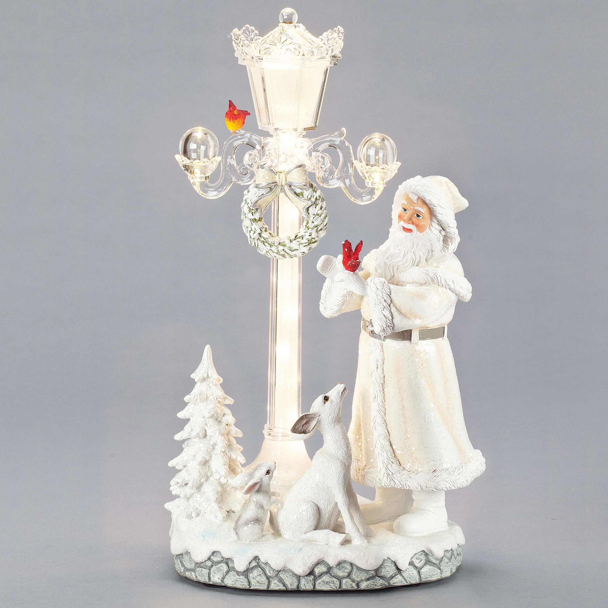 Amusements Lighted Musical Santa with Animals Lamppost