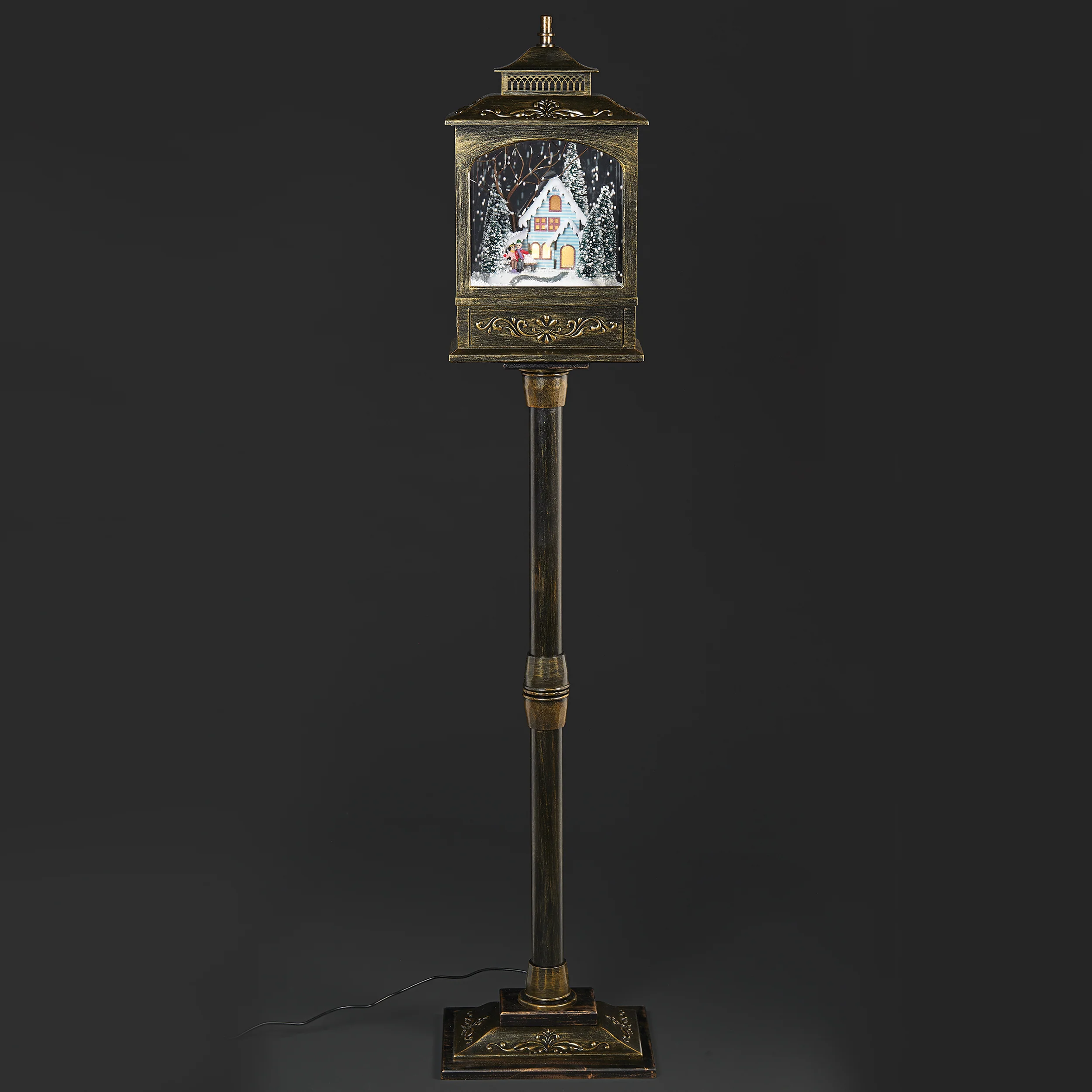 Amusements Lighted Musical Snowing Lamppost with Rotating Santa & Sleigh