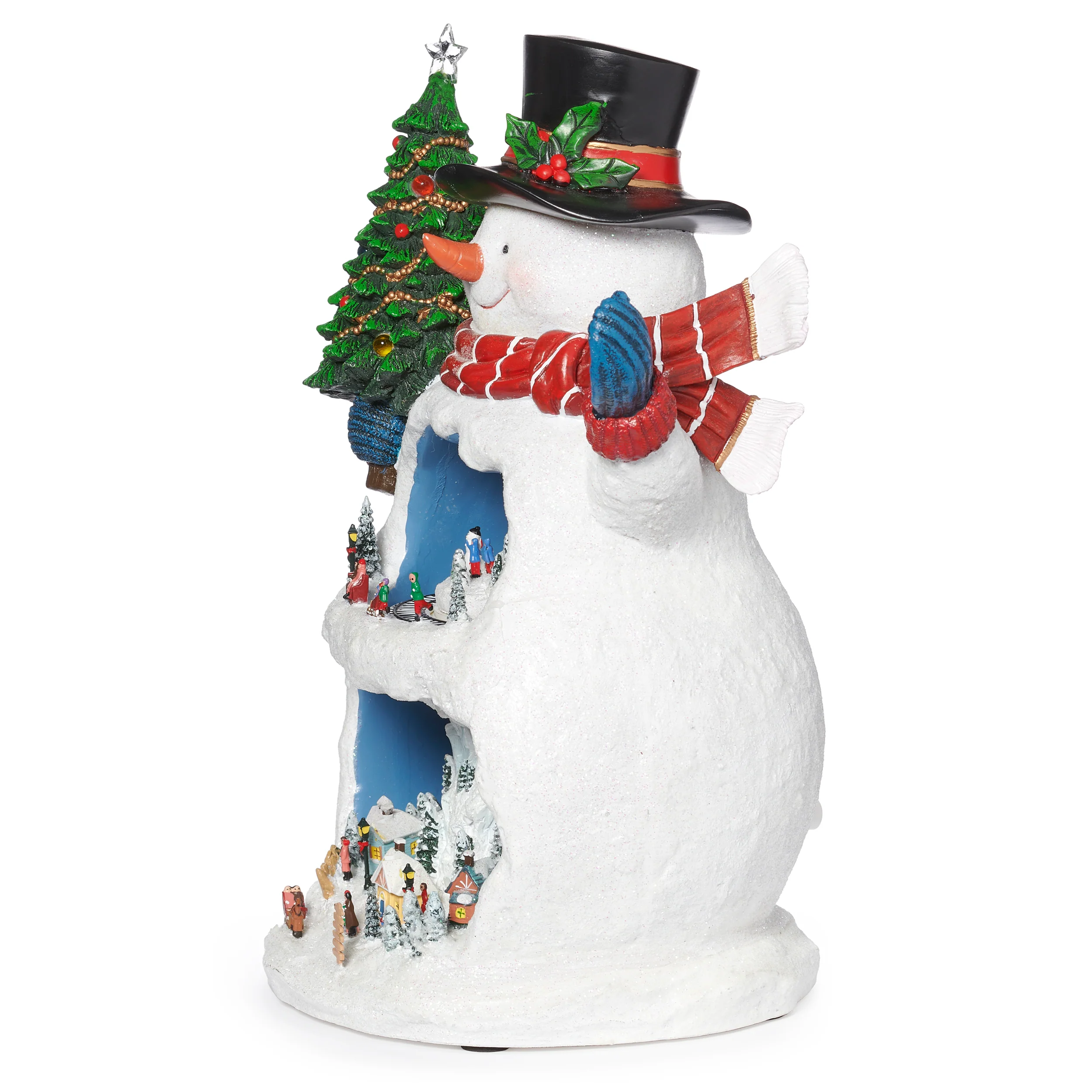 Amusements Lighted Musical Snowman with Dual-Level Rotating Christmas Village Scenes - Image 2