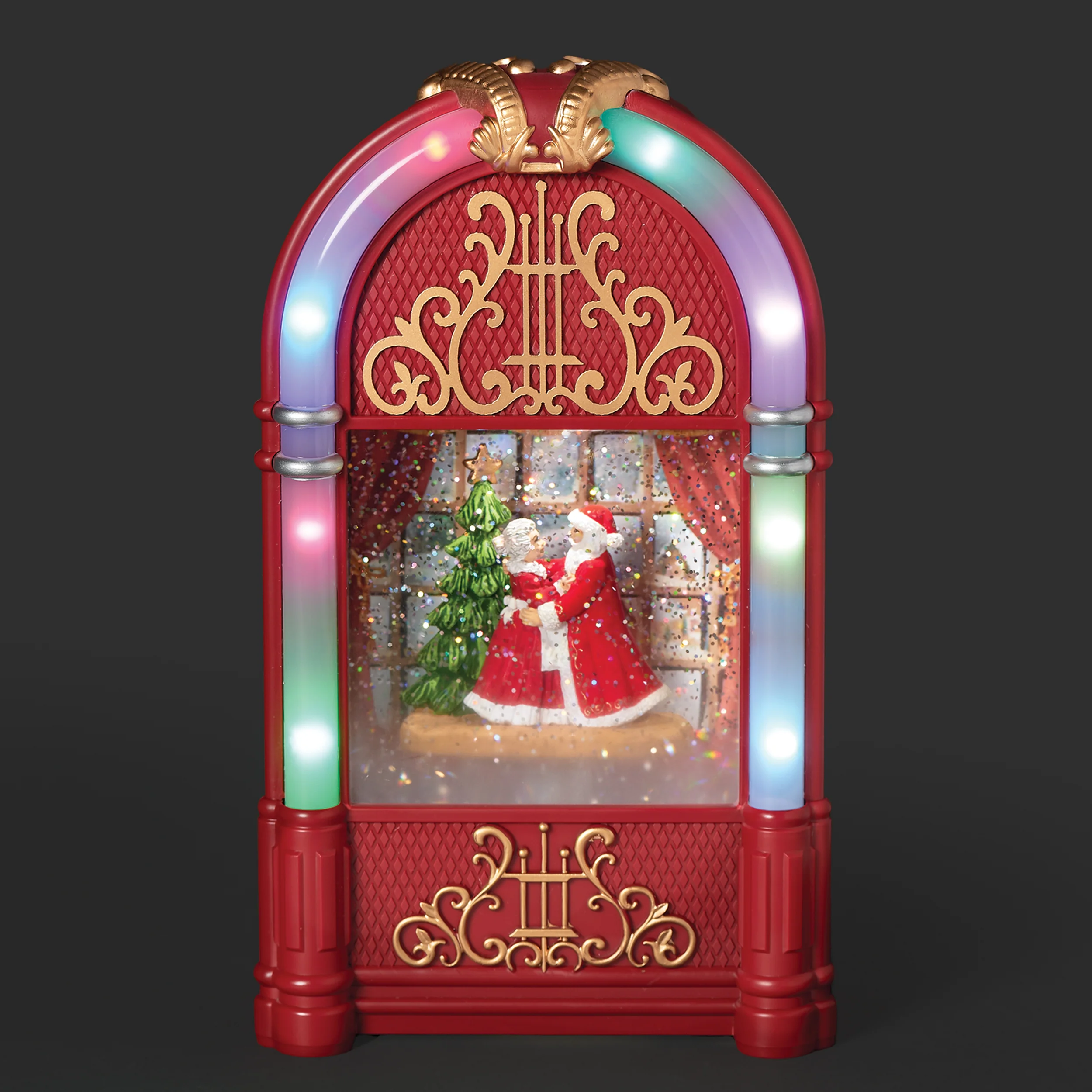 Confetti Lites Lighted Musical Swirl Jukebox with Dancing Santa & Mrs. Claus