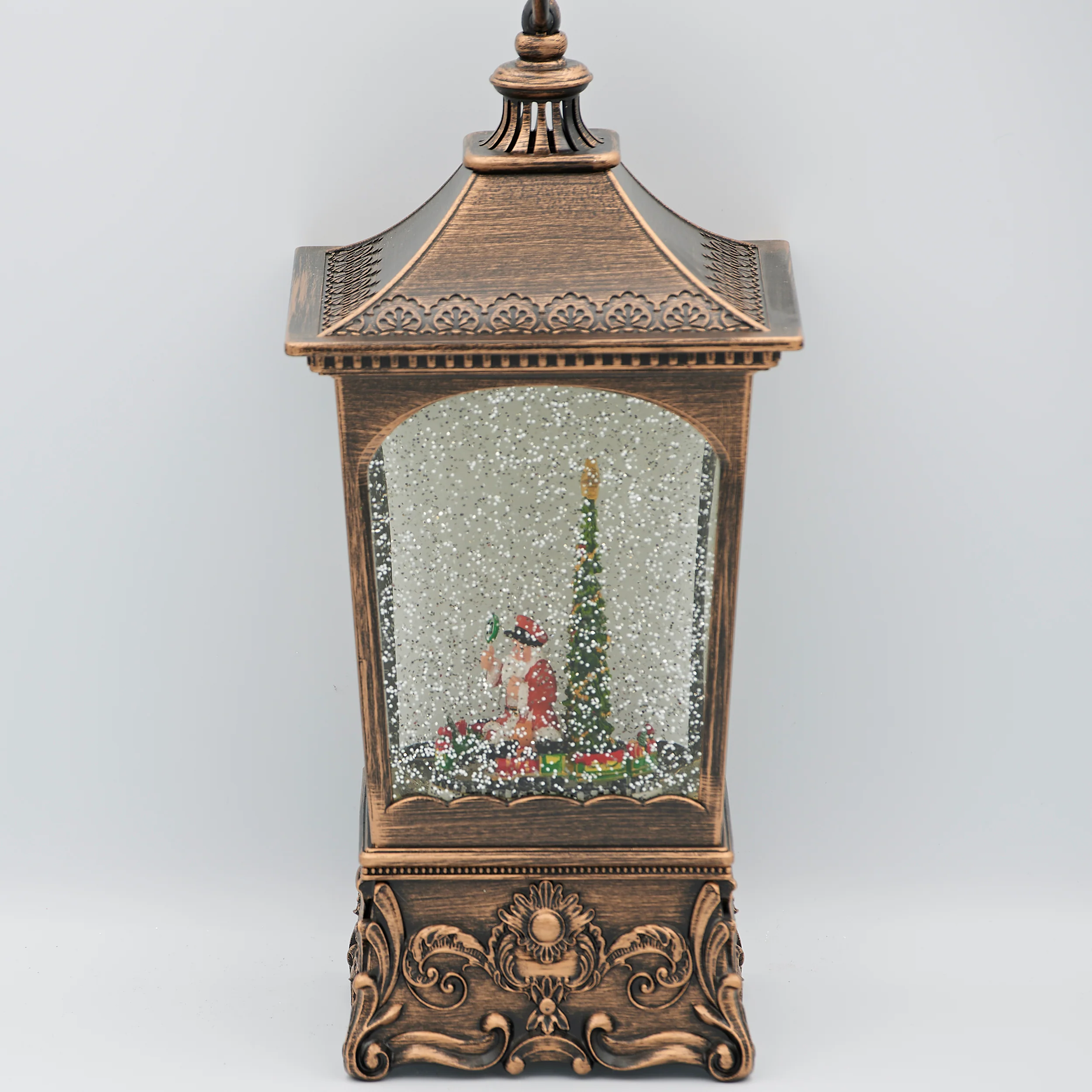 Confetti Lites Lighted Musical Swirl Vintage Lantern with Santa & Rotating Train - Image 4