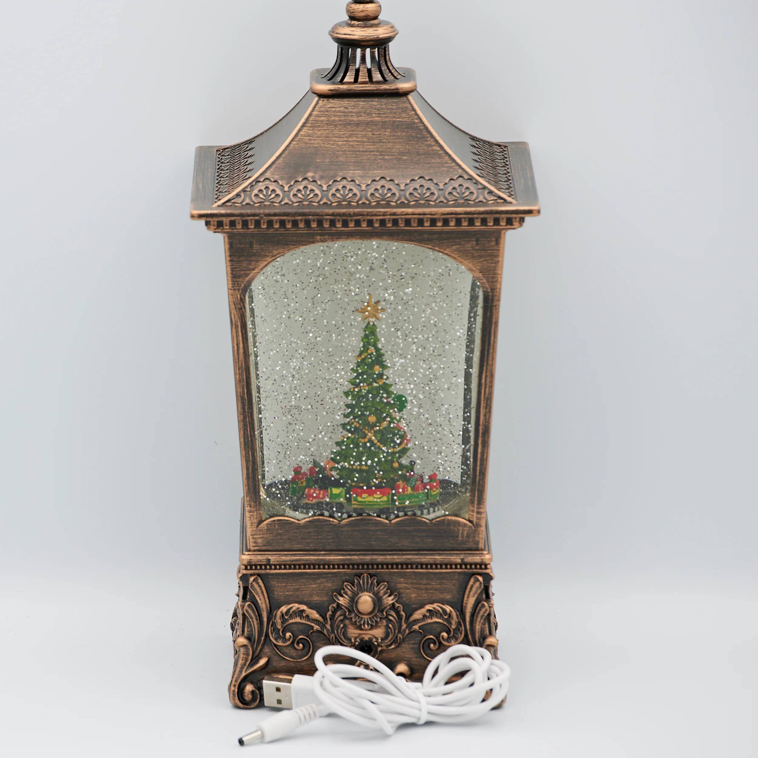 Confetti Lites Lighted Musical Swirl Vintage Lantern with Santa & Rotating Train - Image 5