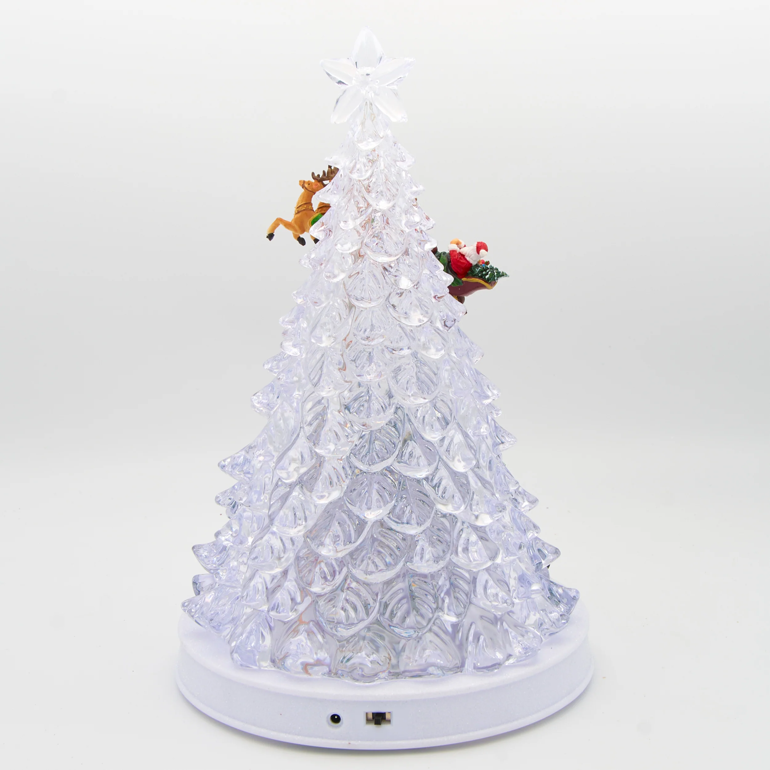 Lighted Musical Tree with Santa & Reindeer Over Village - Image 3