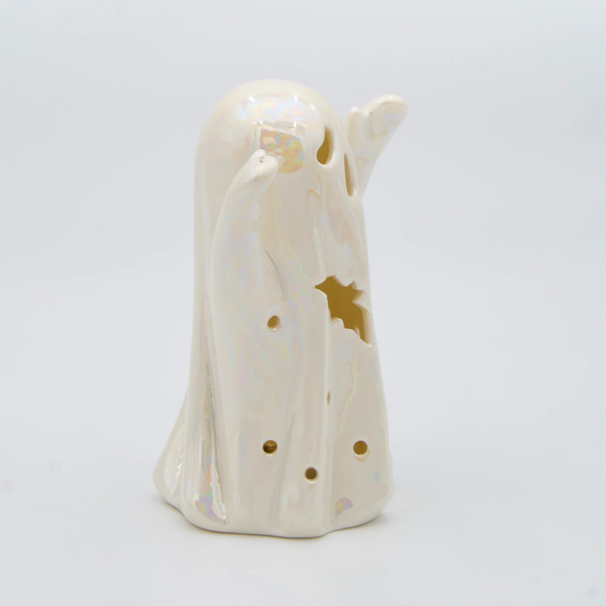 Lighted Pearlized Ghost with Bat Cutouts - Image 2