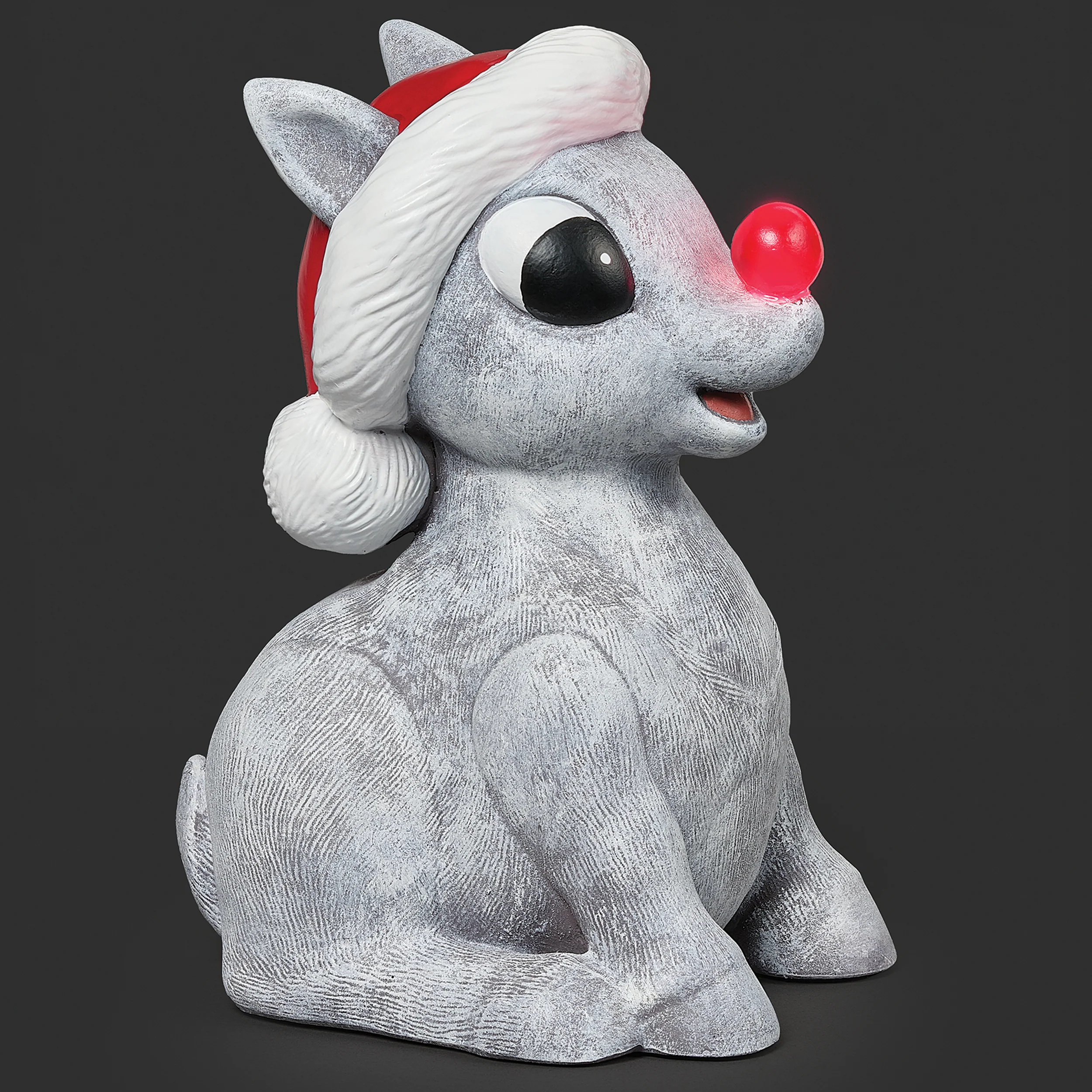 Lighted Rudolph with Santa Hat Garden Statue - Pudgy Pals
