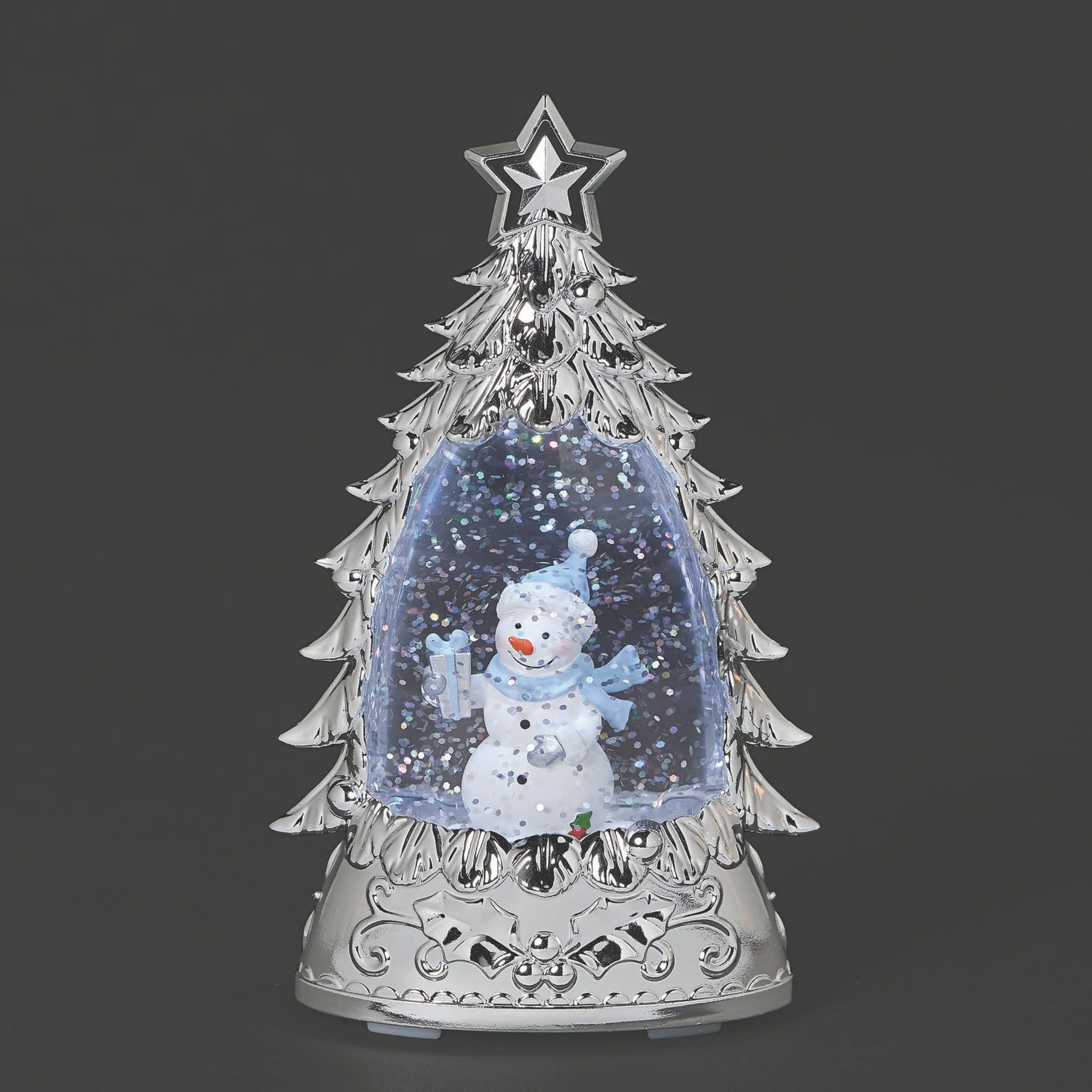 Lighted Silver Snowman Figure - Shimmering Merry Lites