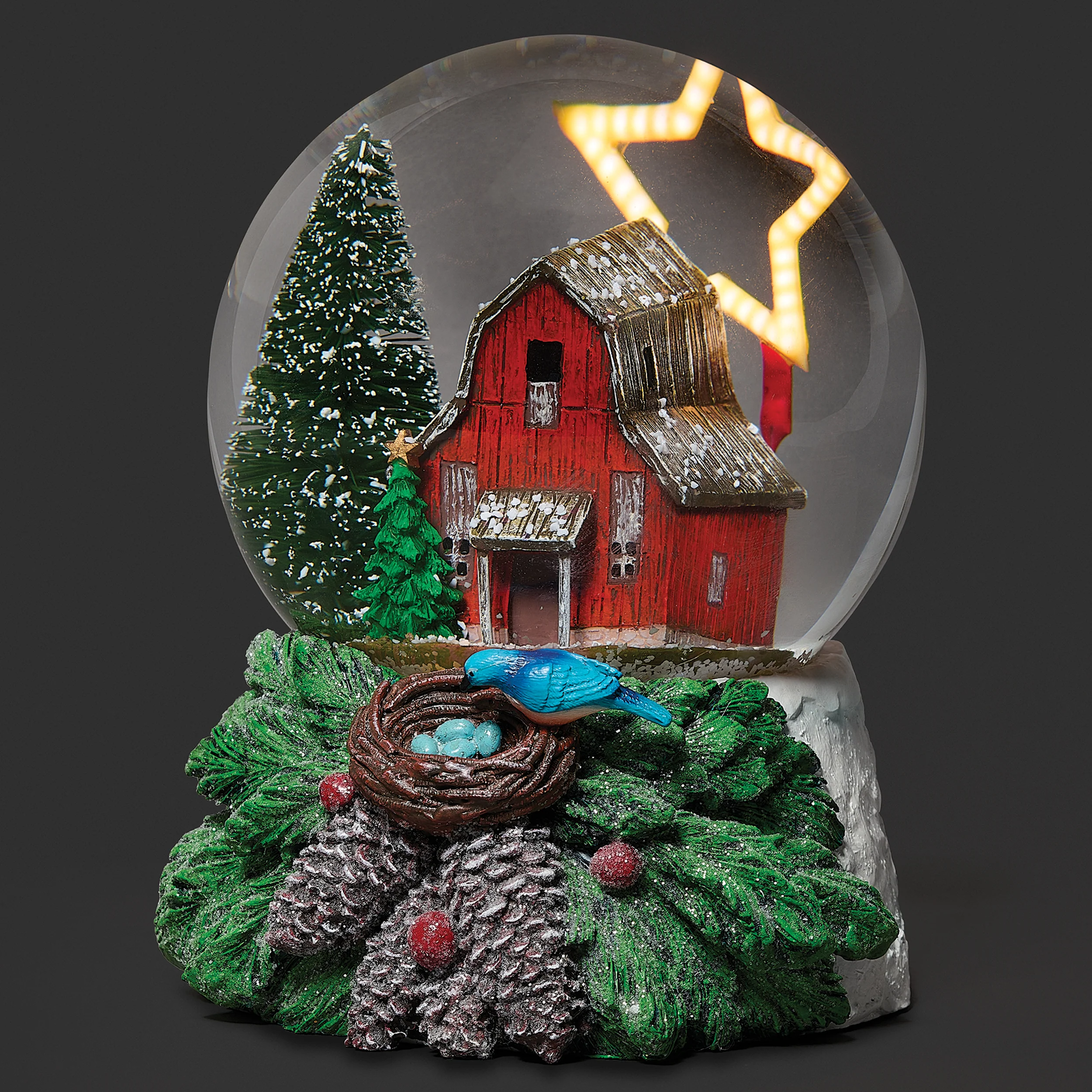 Glitterdome Lighted Star Over Barn