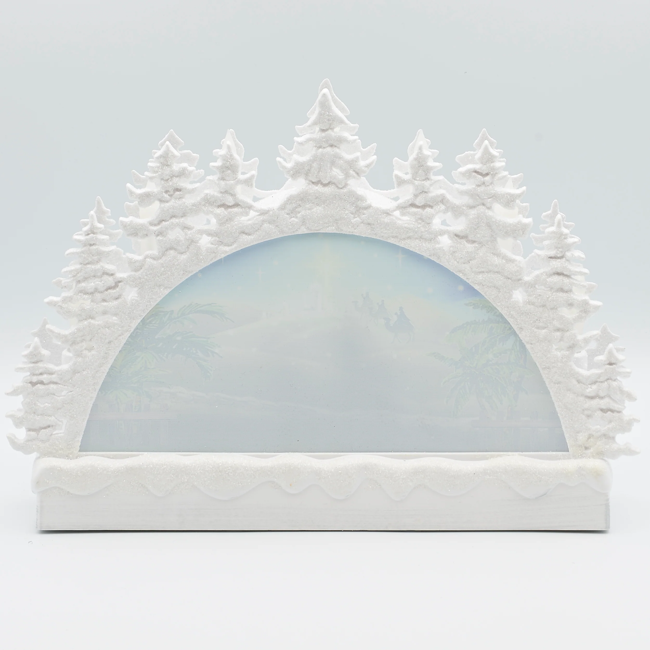 Confetti Lites Lighted Swirl White Tree Arch with Holy Family - Image 2