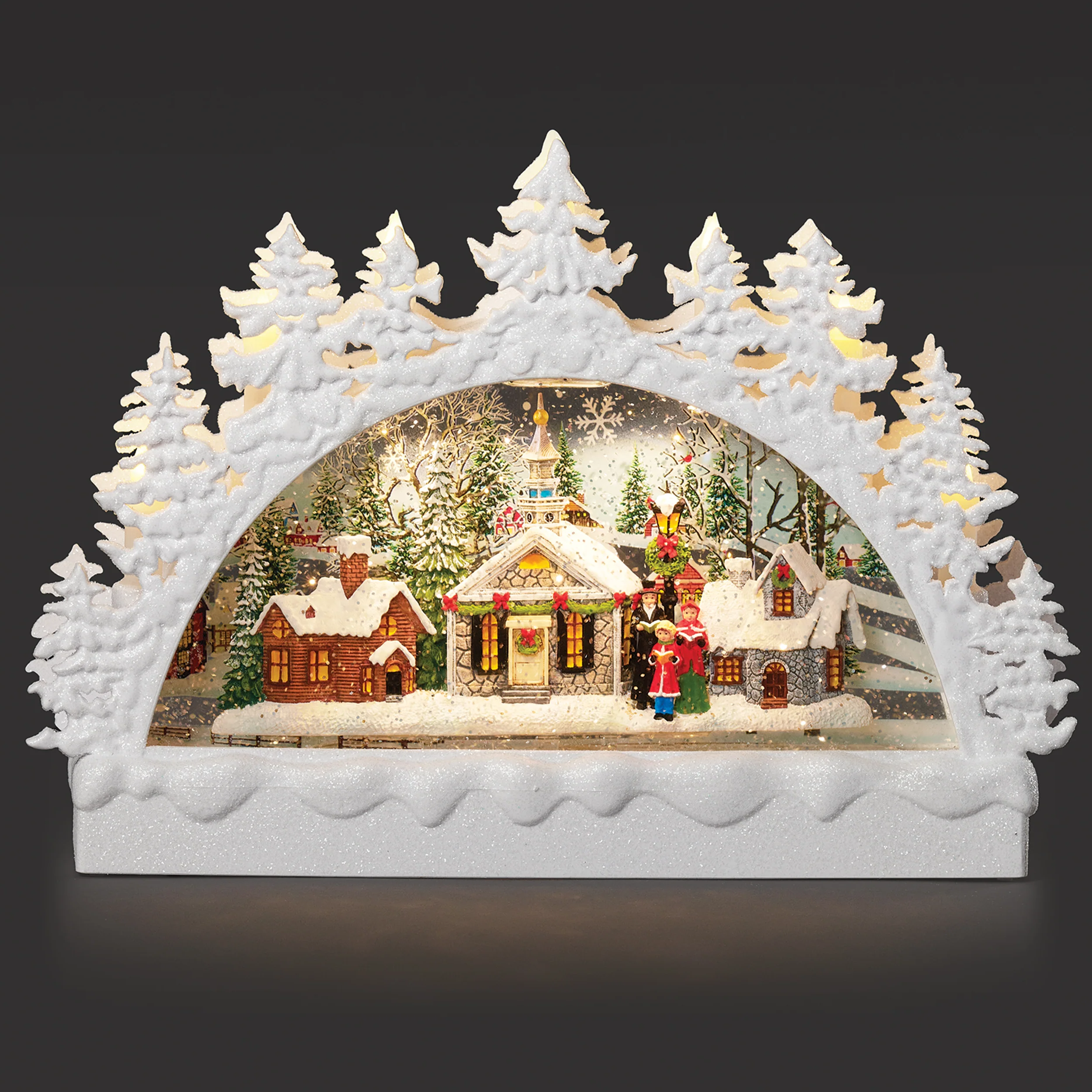 Confetti Lites Lighted Swirl Arch with Church Scene Under Trees