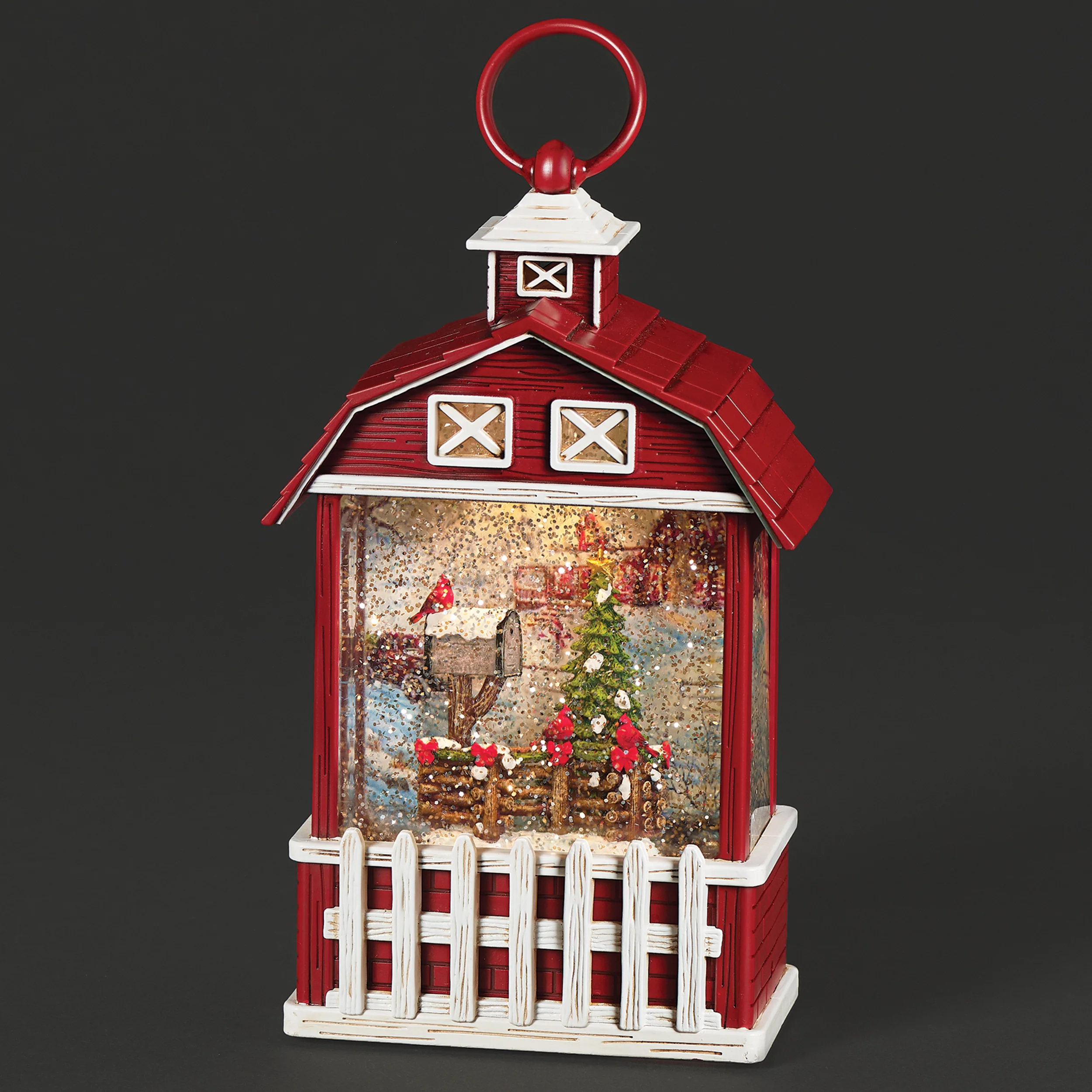 Confetti Lites Lighted Swirl Barn with Fence & Cardinals