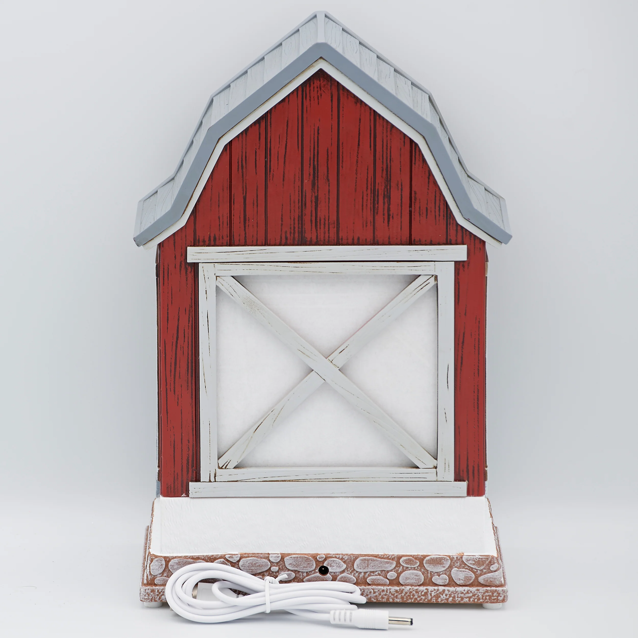 Confetti Lites Lighted Swirl Barn with Santa Feeding Reindeer - Image 5