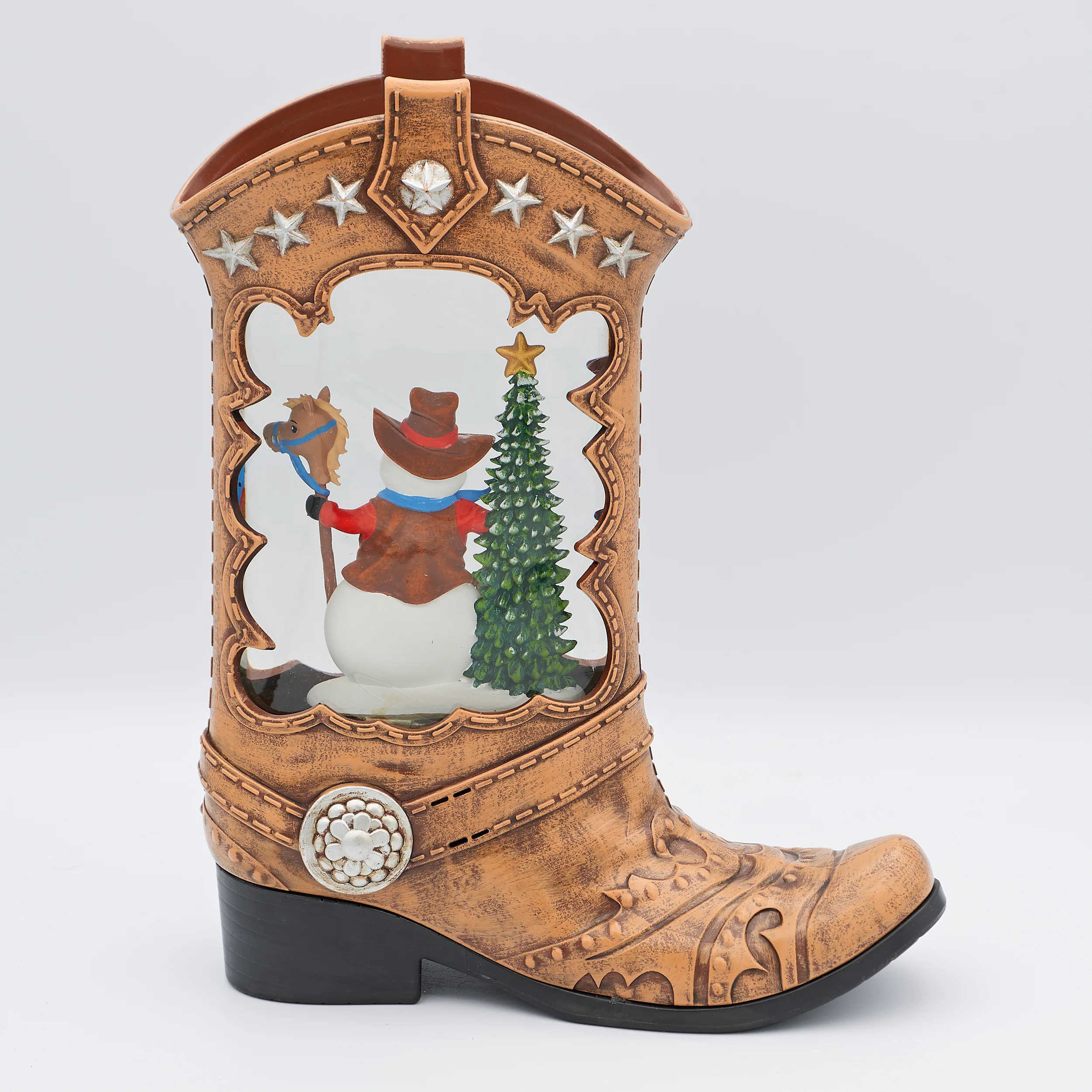 Confetti Lites Lighted Swirl Cowboy Boot with Cowboy Snowman - Image 2