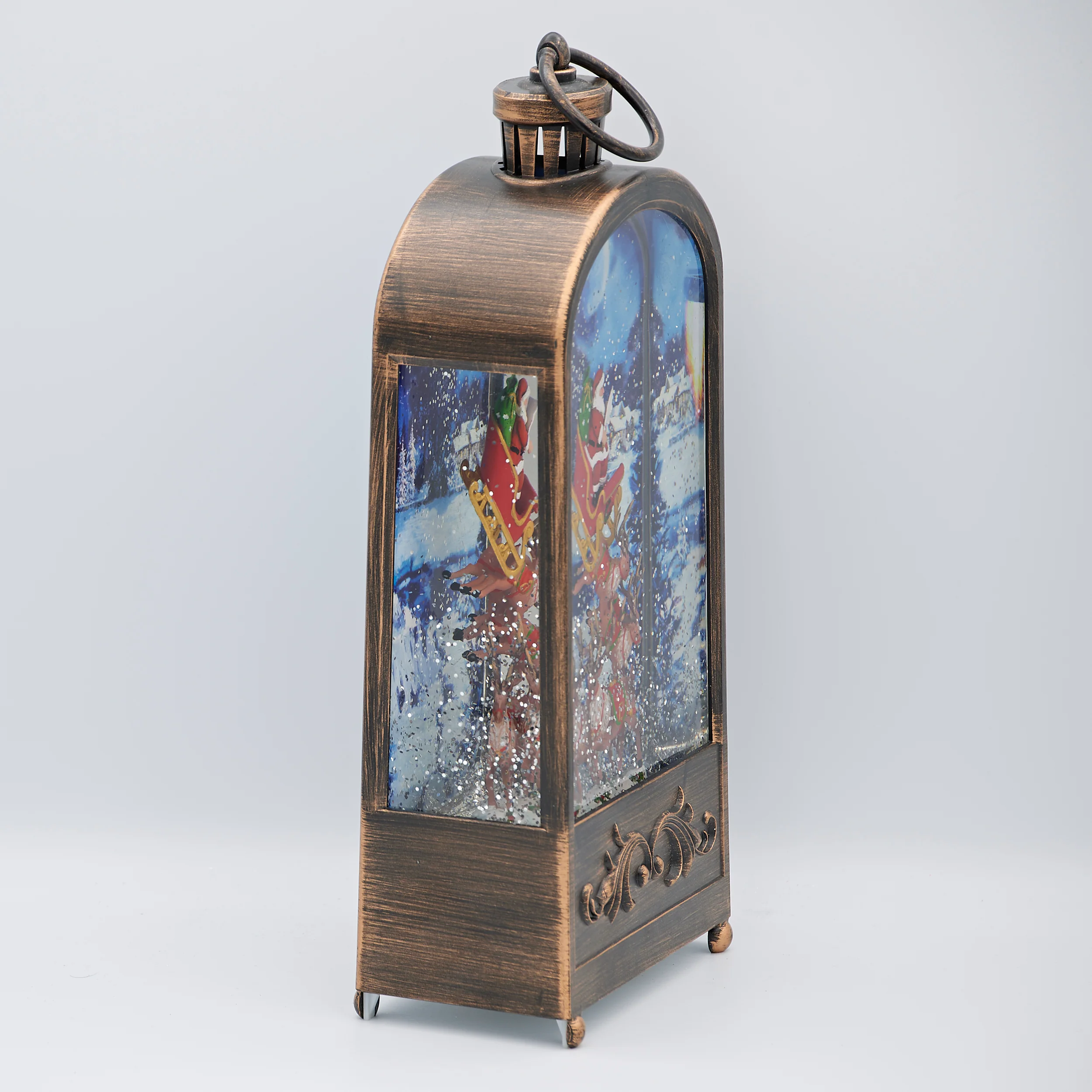 Confetti Lites Lighted Swirl Bronze Lantern with Santa & Sleigh - Image 2