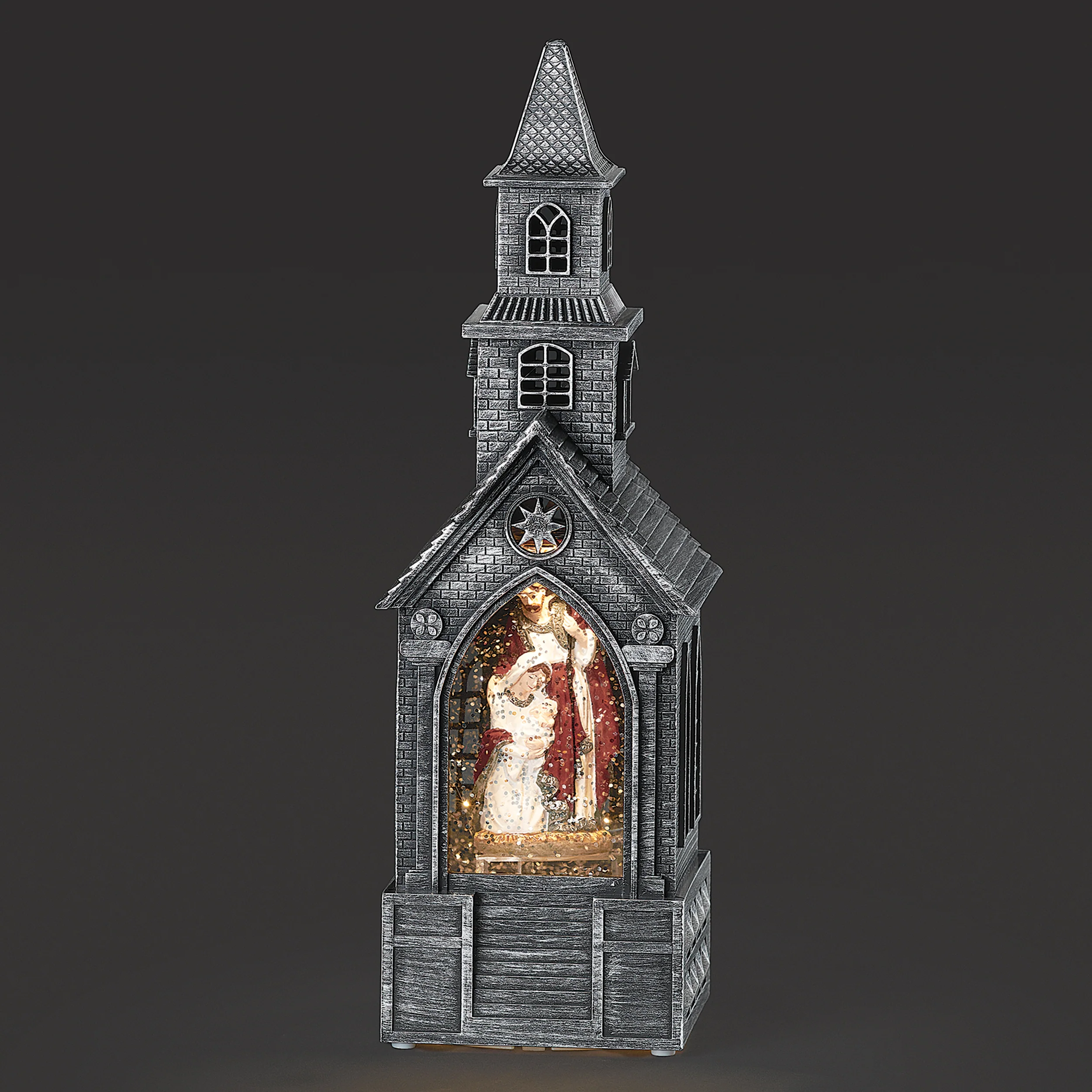 Confetti Lites Lighted Swirl Church with Holy Family