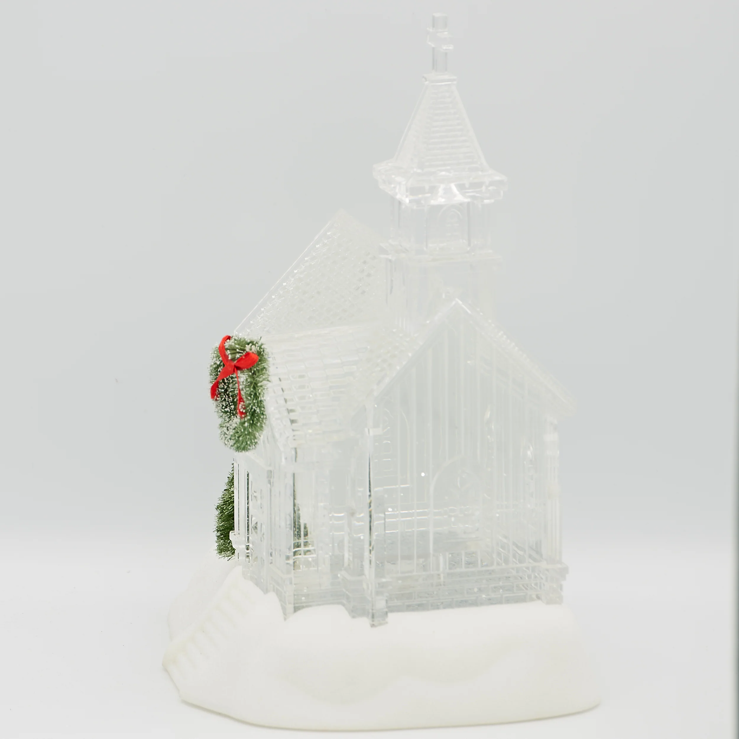 Confetti Lites Lighted Swirl Clear Church with Wreath - Image 4