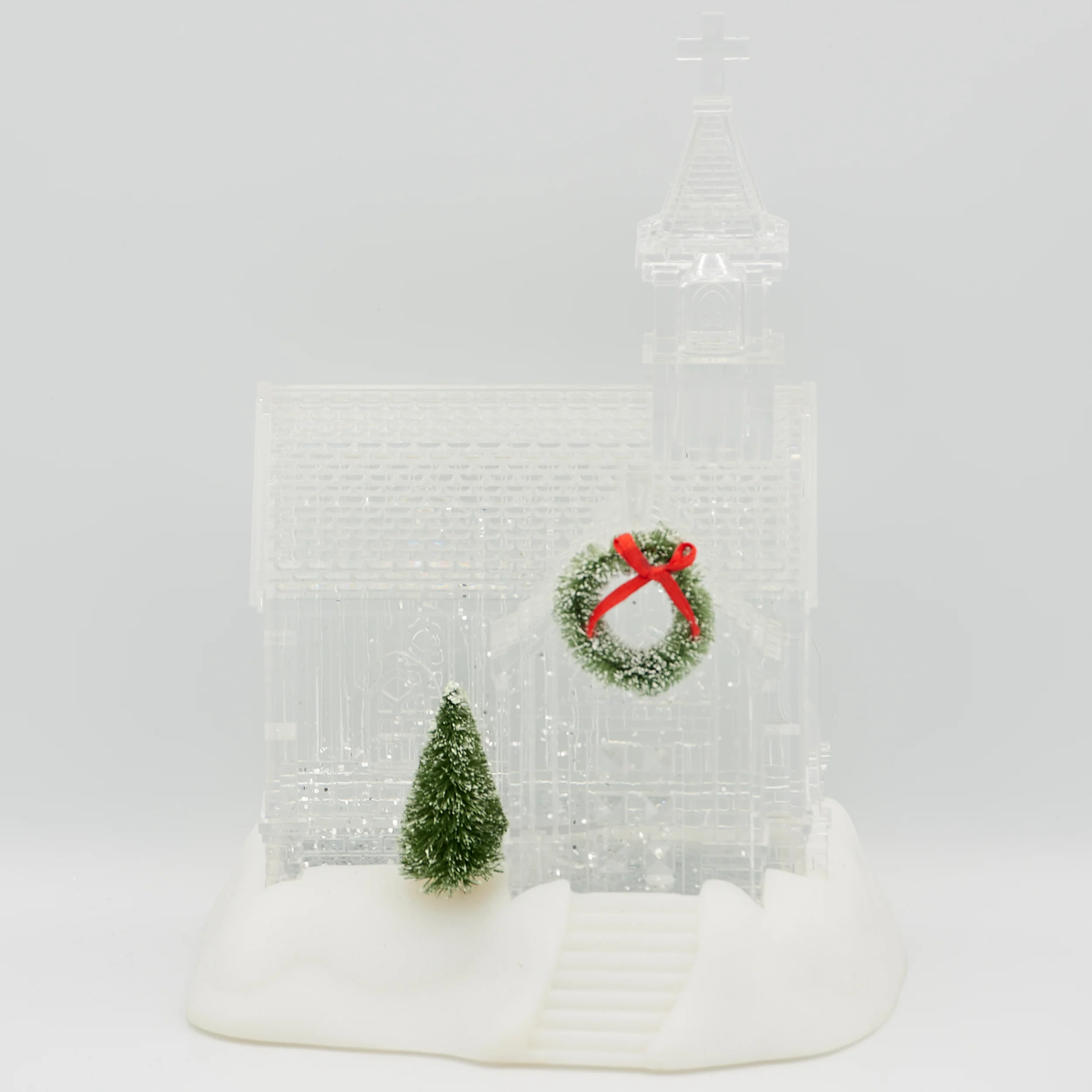Confetti Lites Lighted Swirl Clear Church with Wreath - Image 5
