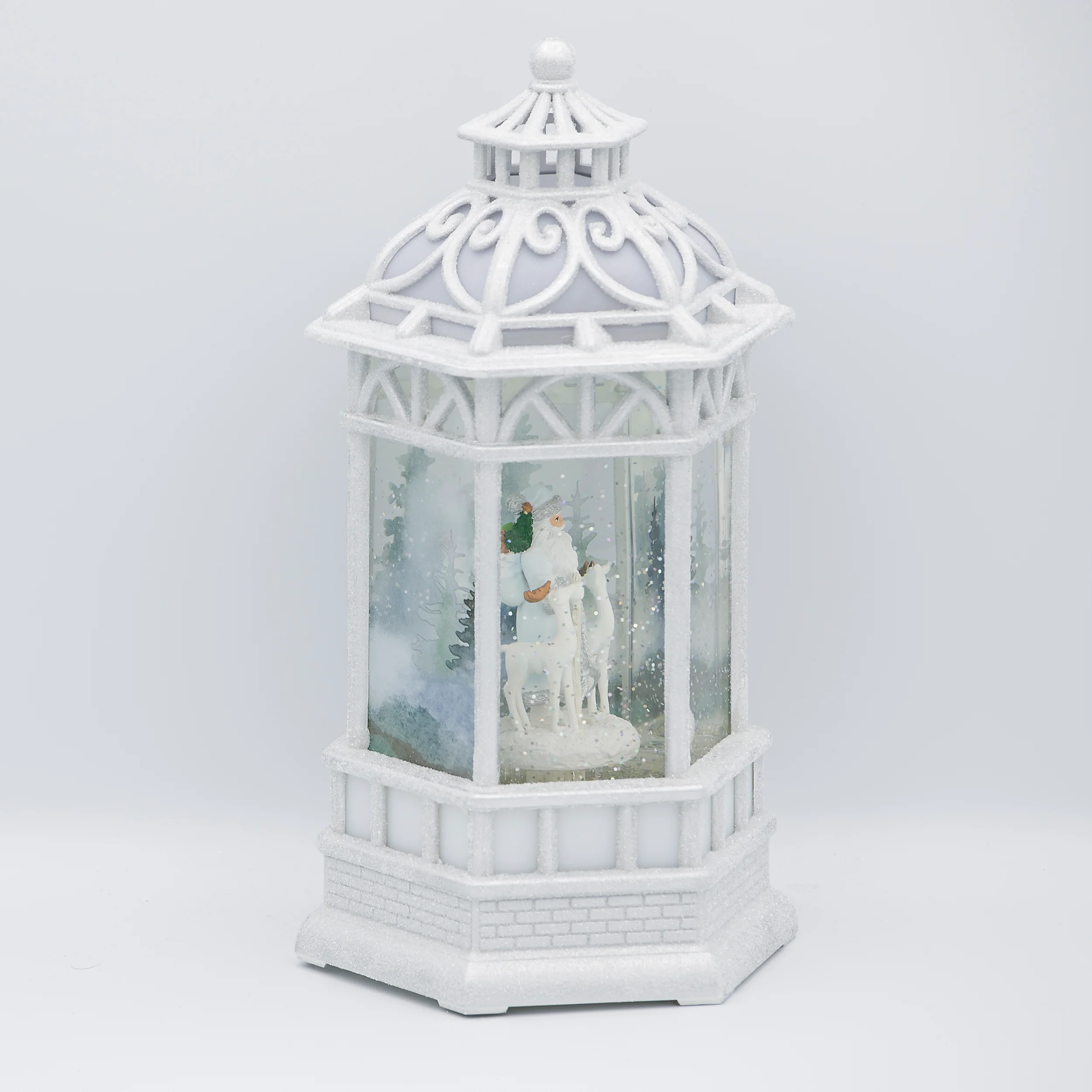 Confetti Lites Lighted Swirl White Gazebo with Santa & Reindeer - Image 2
