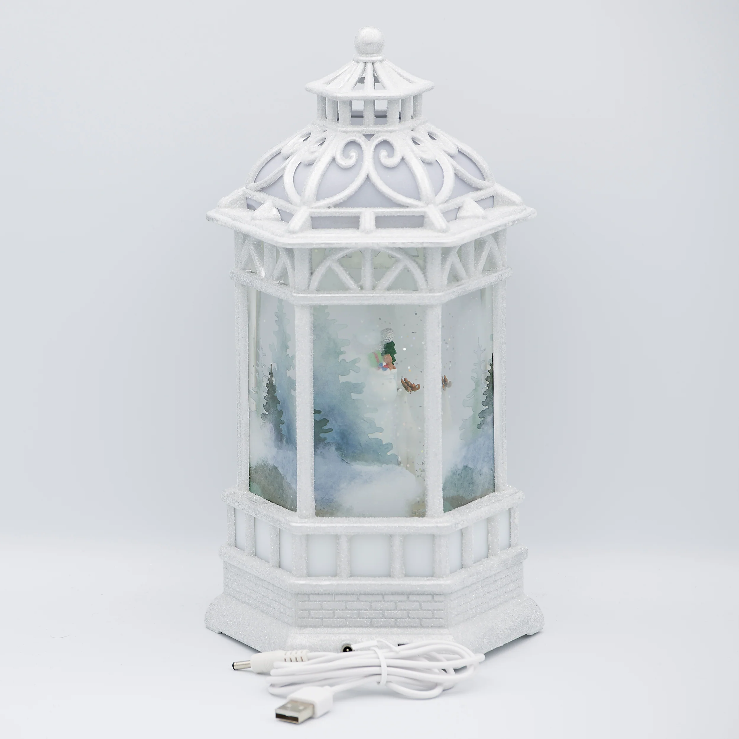 Confetti Lites Lighted Swirl White Gazebo with Santa & Reindeer - Image 3