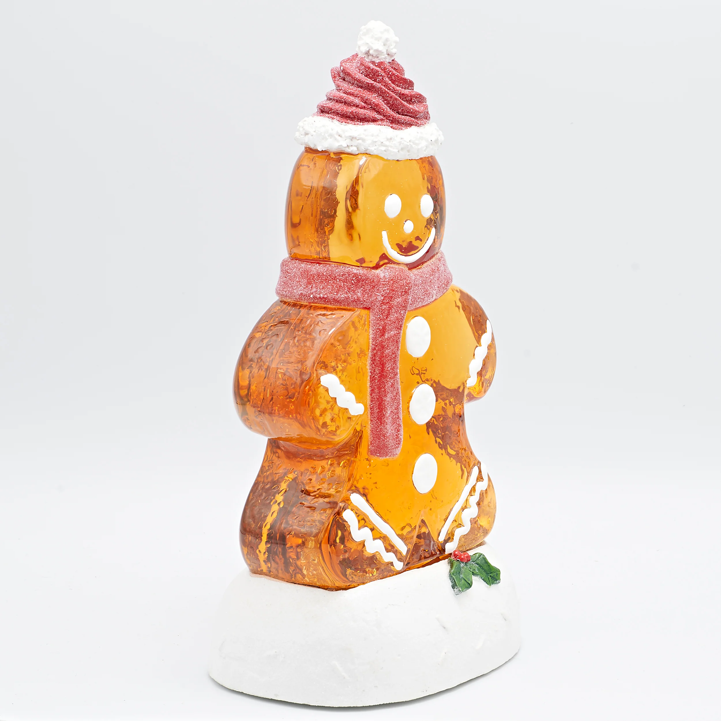 Lighted Swirl Gingerbread Man with Santa Hat - Image 2