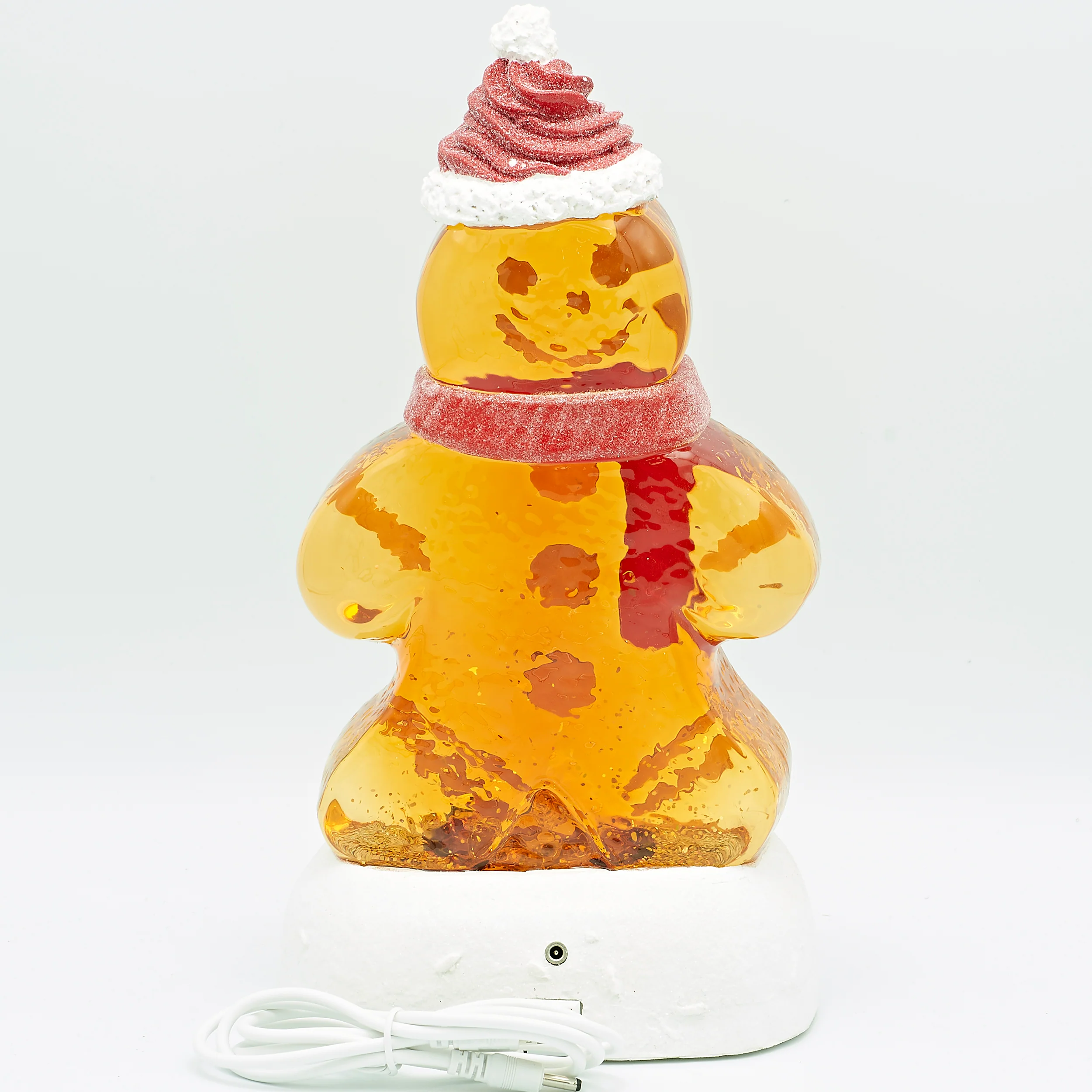 Lighted Swirl Gingerbread Man with Santa Hat - Image 3