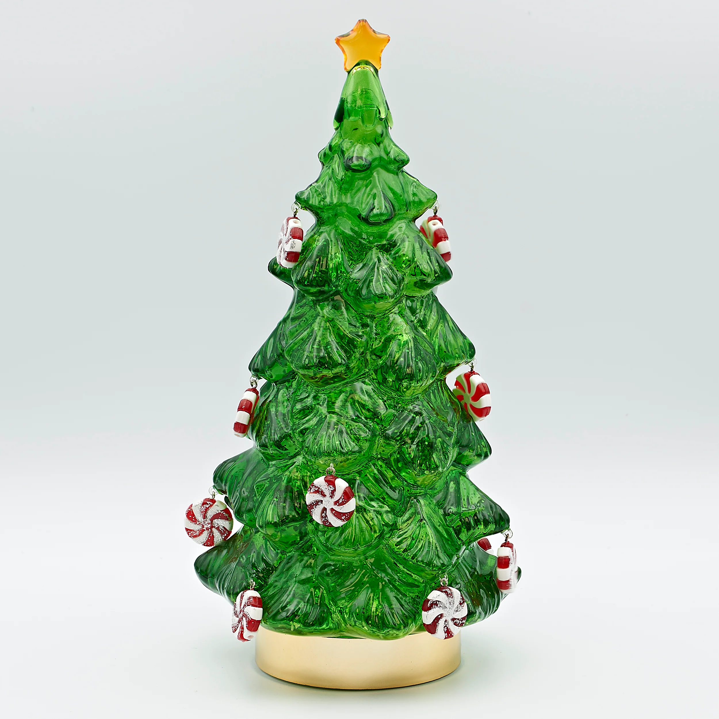 Confetti Lites Lighted Swirl Green Tree with Peppermint Candy Ornaments - Image 2