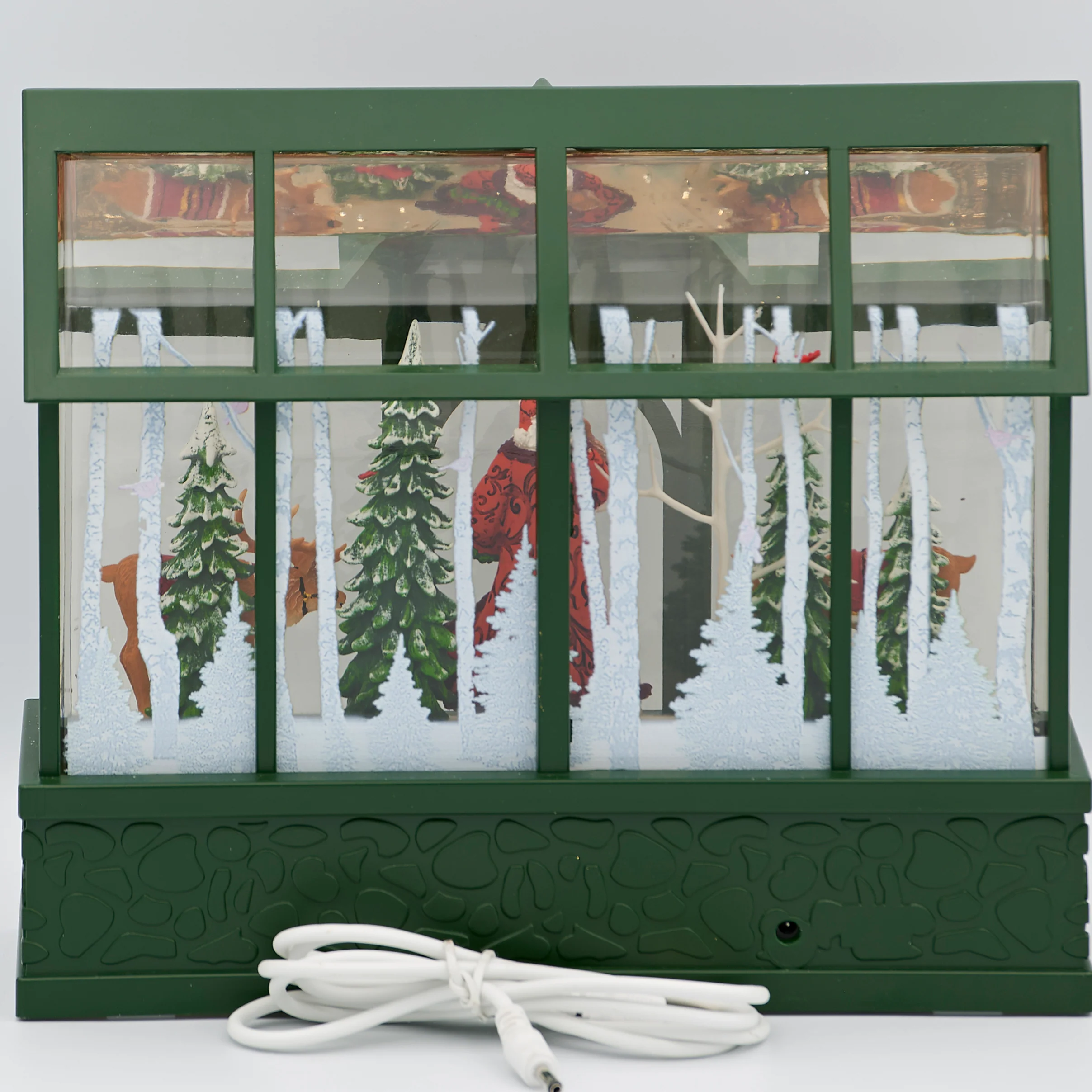 Confetti Lites Lighted Swirl Greenhouse with Santa, Reindeer & Cardinals - Image 5