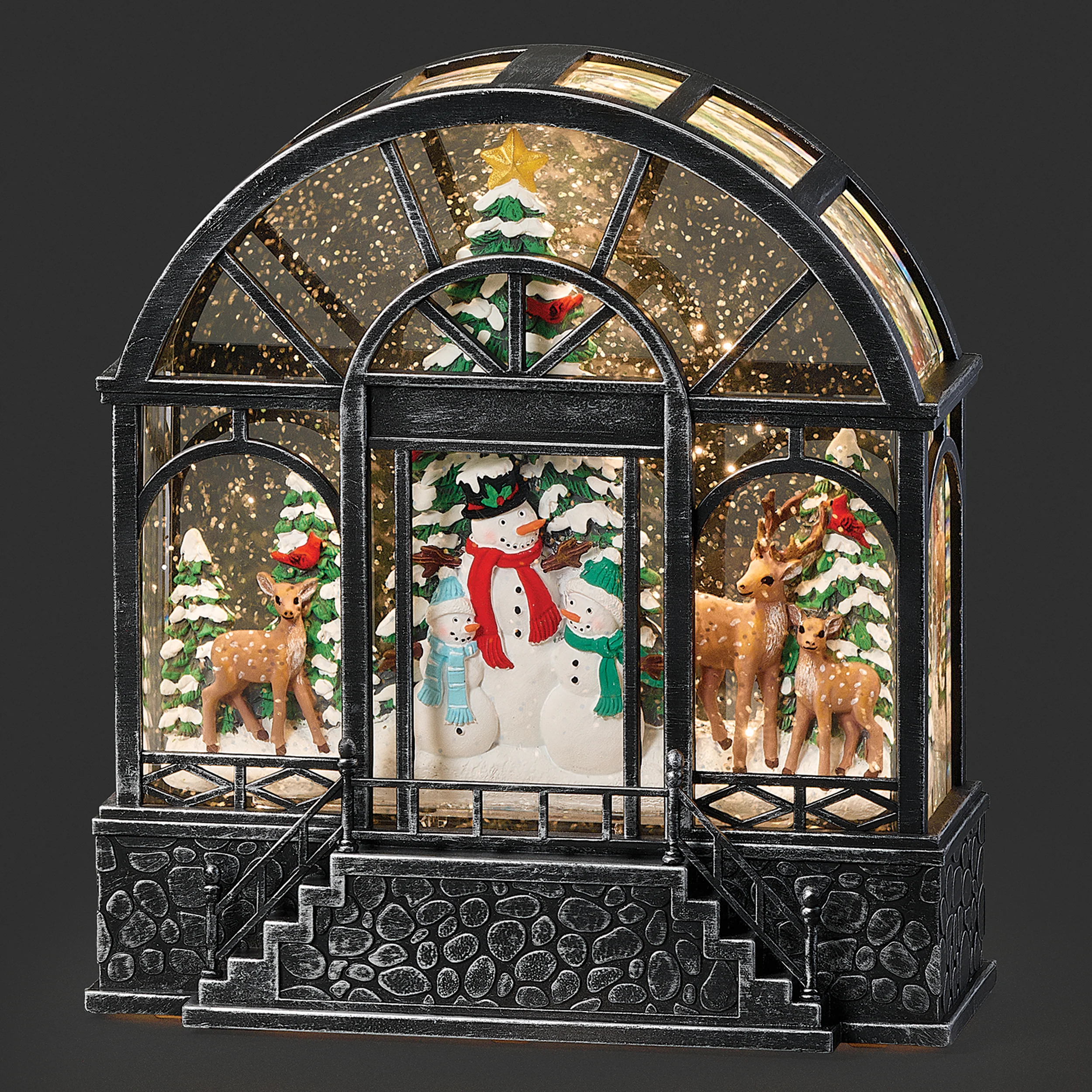 Confetti Lites Lighted Swirl Greenhouse with Woodland Snowmen