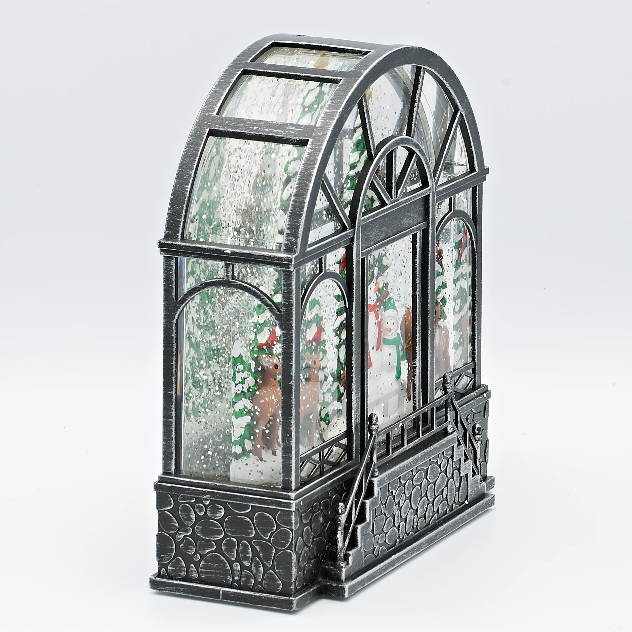 Confetti Lites Lighted Swirl Greenhouse with Woodland Snowmen - Image 2
