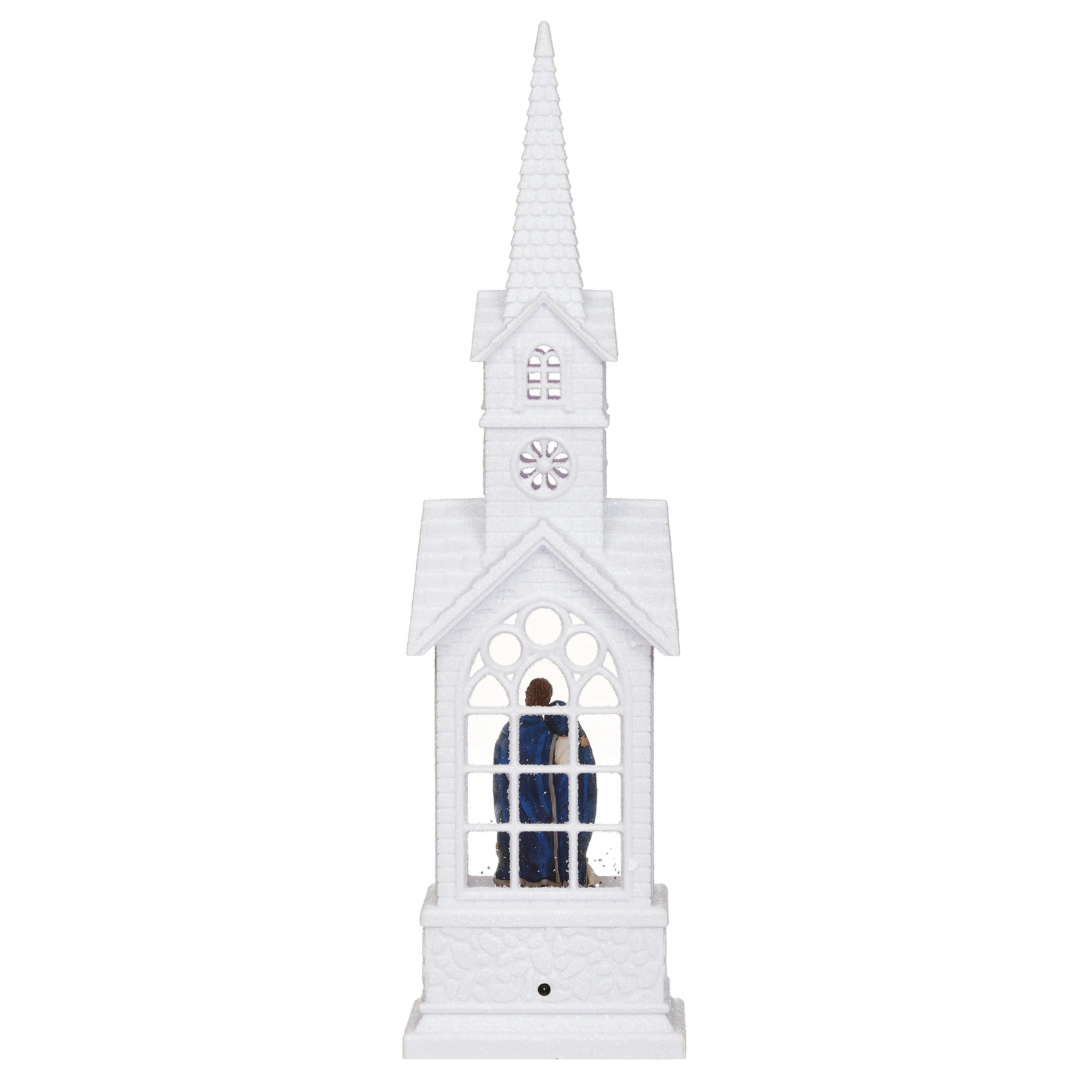 Confetti Lites Lighted Swirl Holy Family in White Church - Image 2
