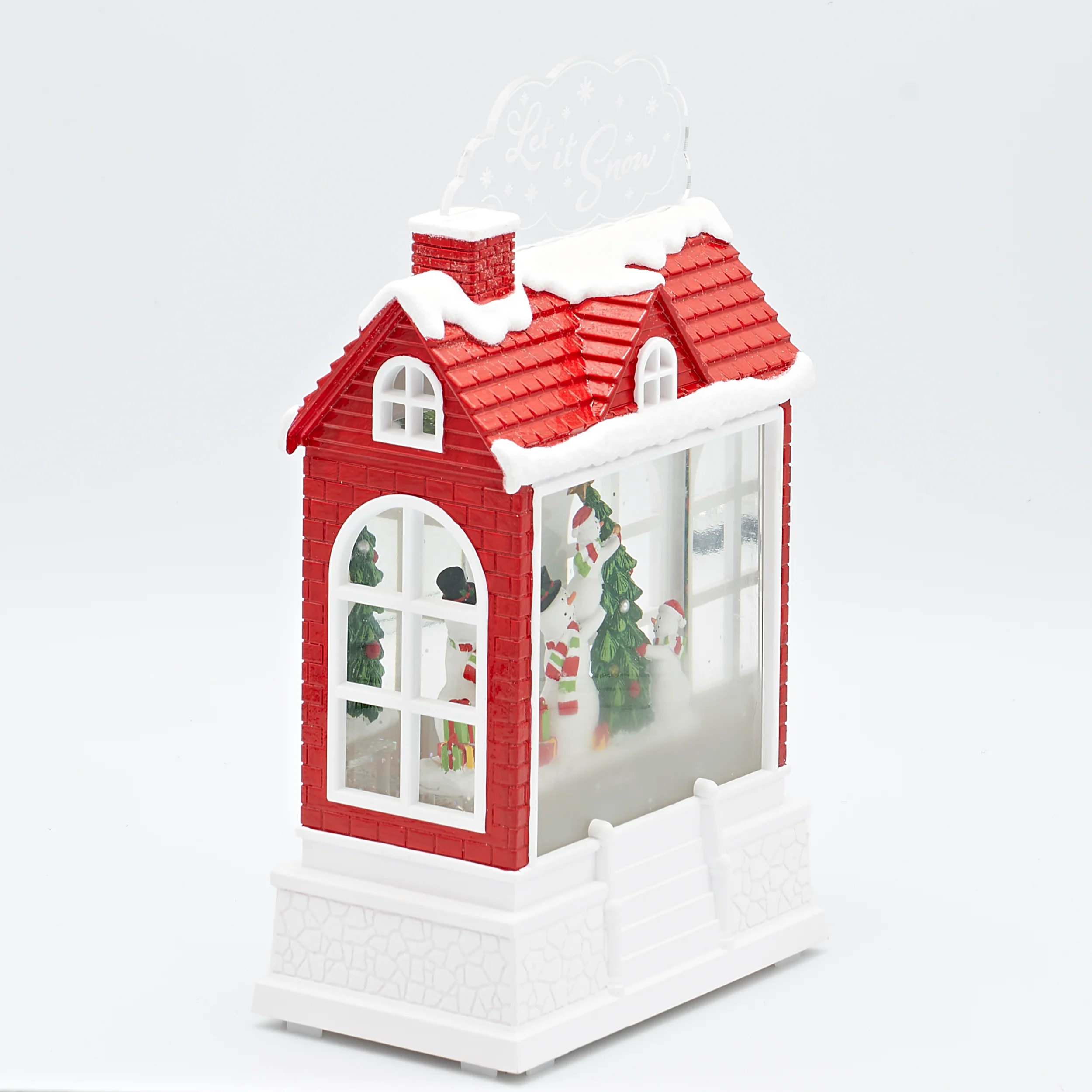 Confetti Lites Lighted Swirl House with Snowmen Scene - Image 2