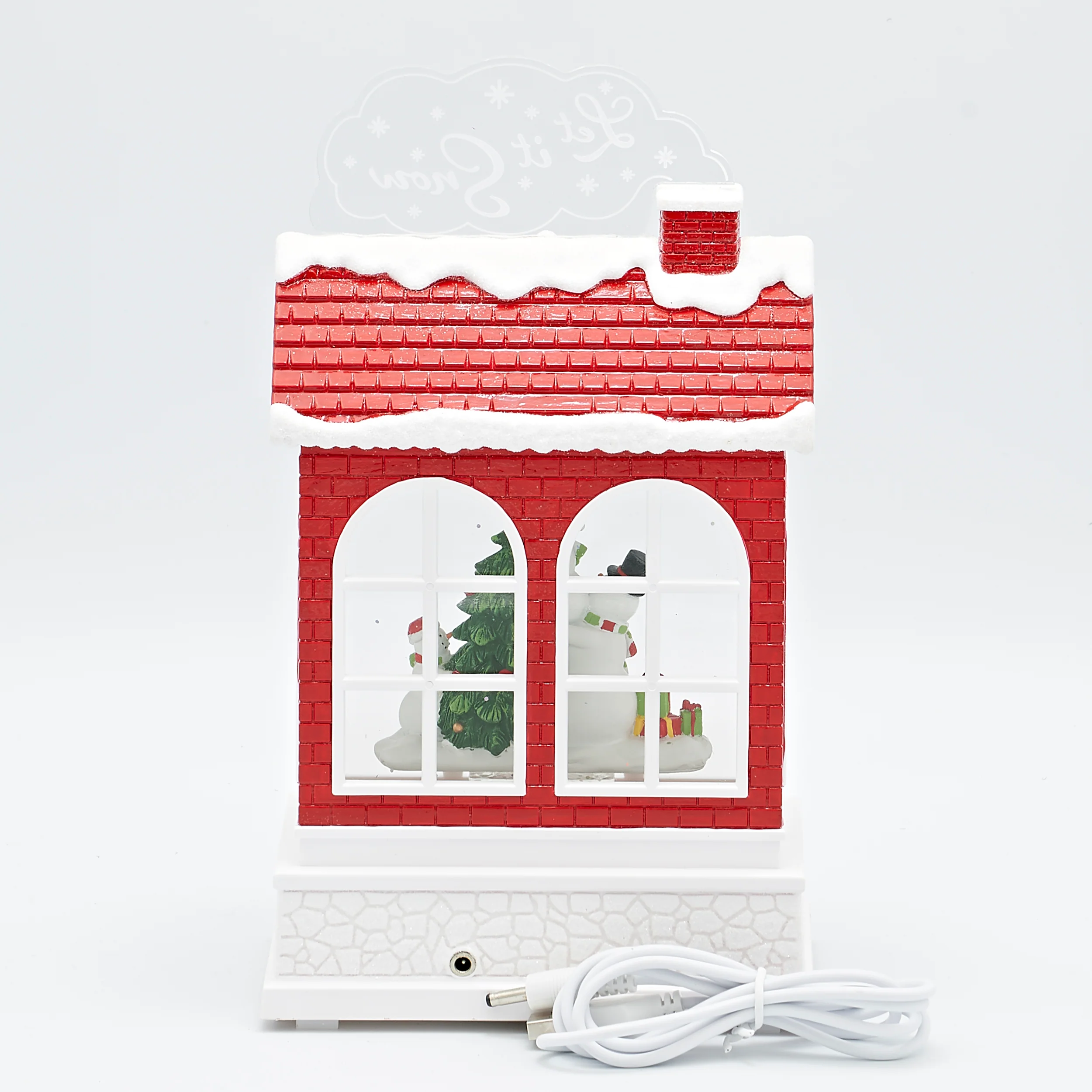 Confetti Lites Lighted Swirl House with Snowmen Scene - Image 3